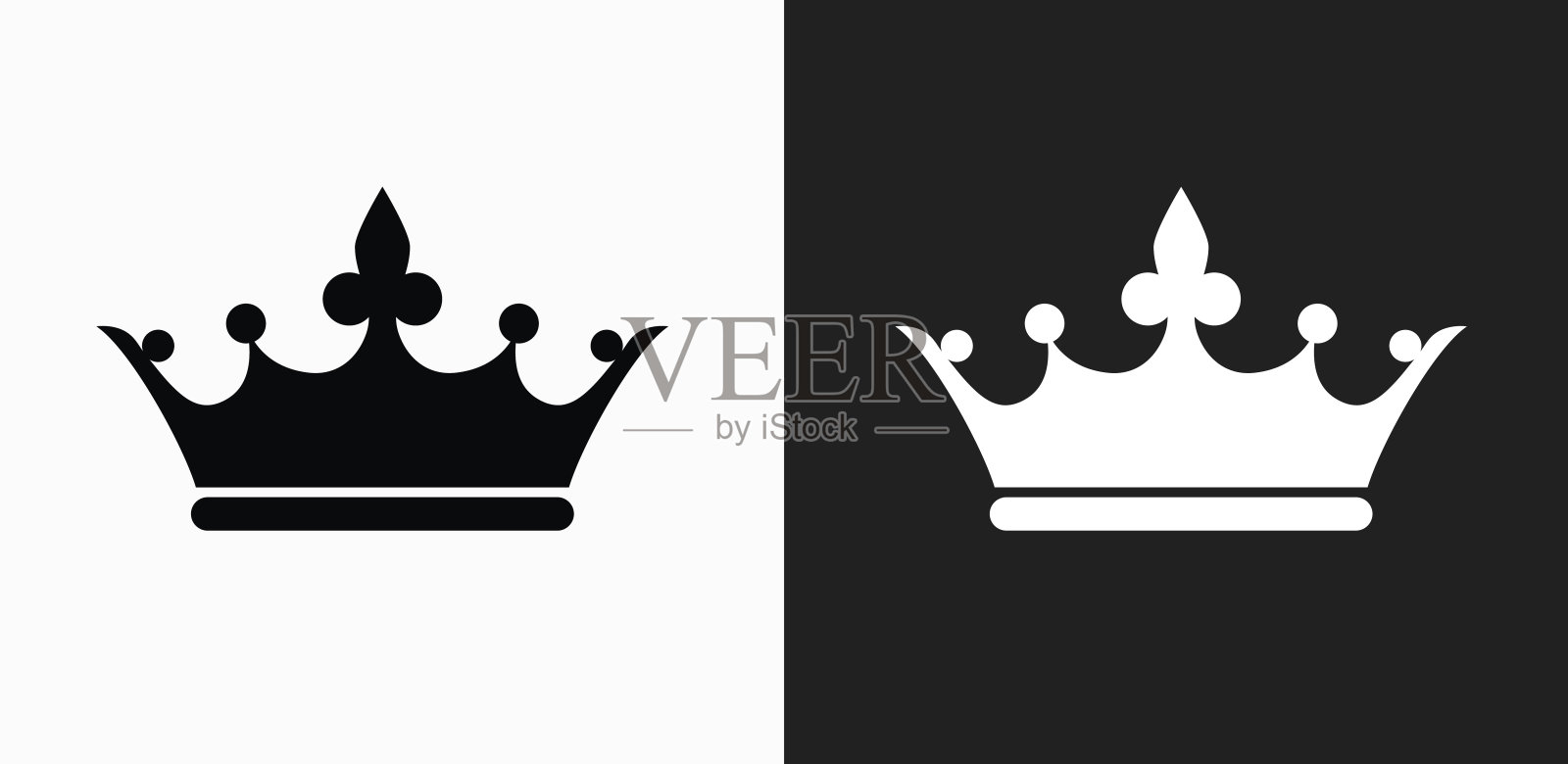 皇冠图标上的黑色和白色矢量背景插画图片素材