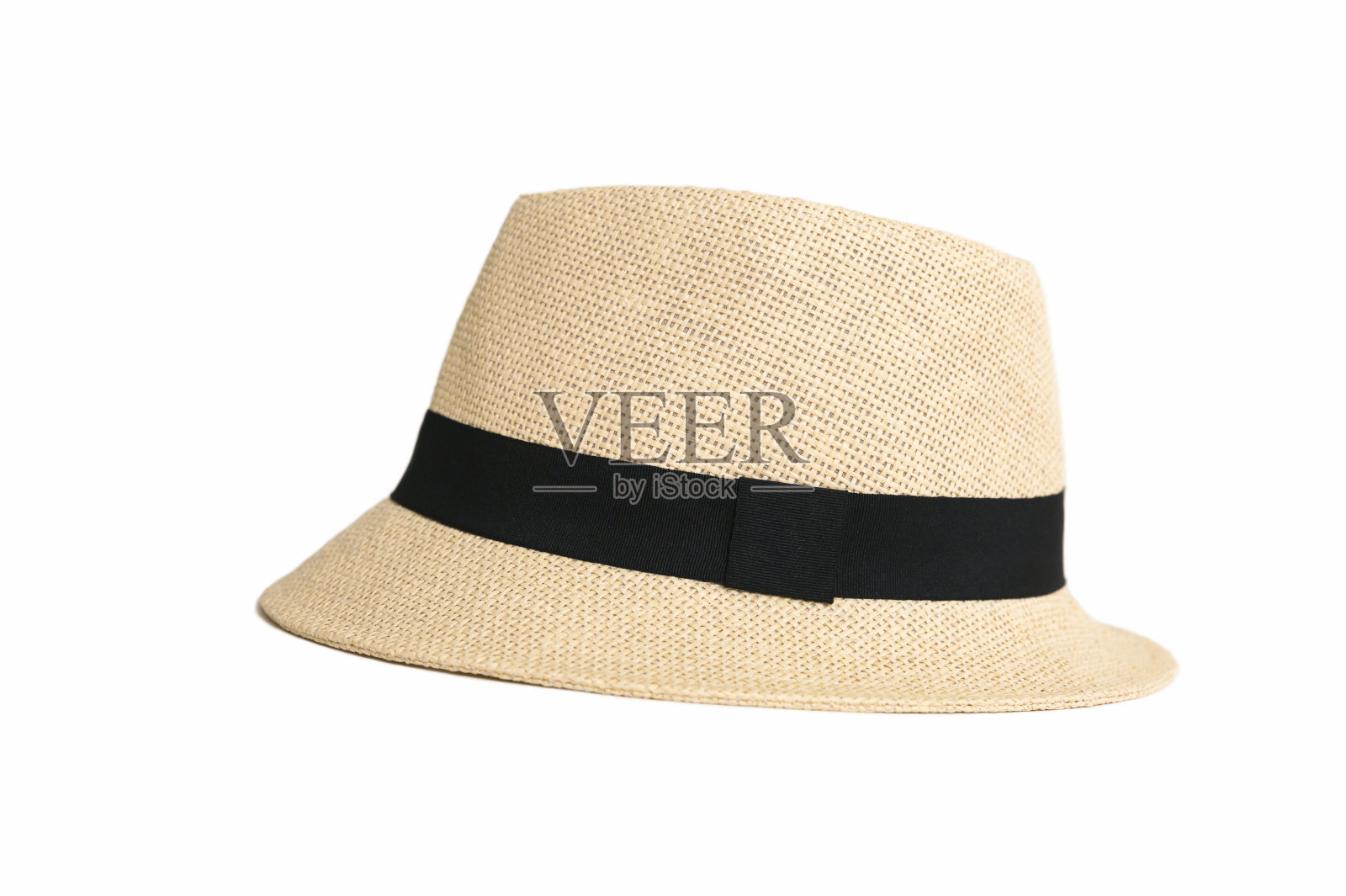 夏天的帽子，草帽孤立在白色的背景上，复制空间照片摄影图片