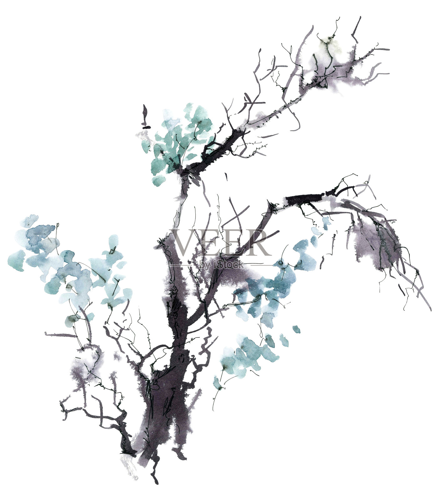 水彩树枝设计元素图片