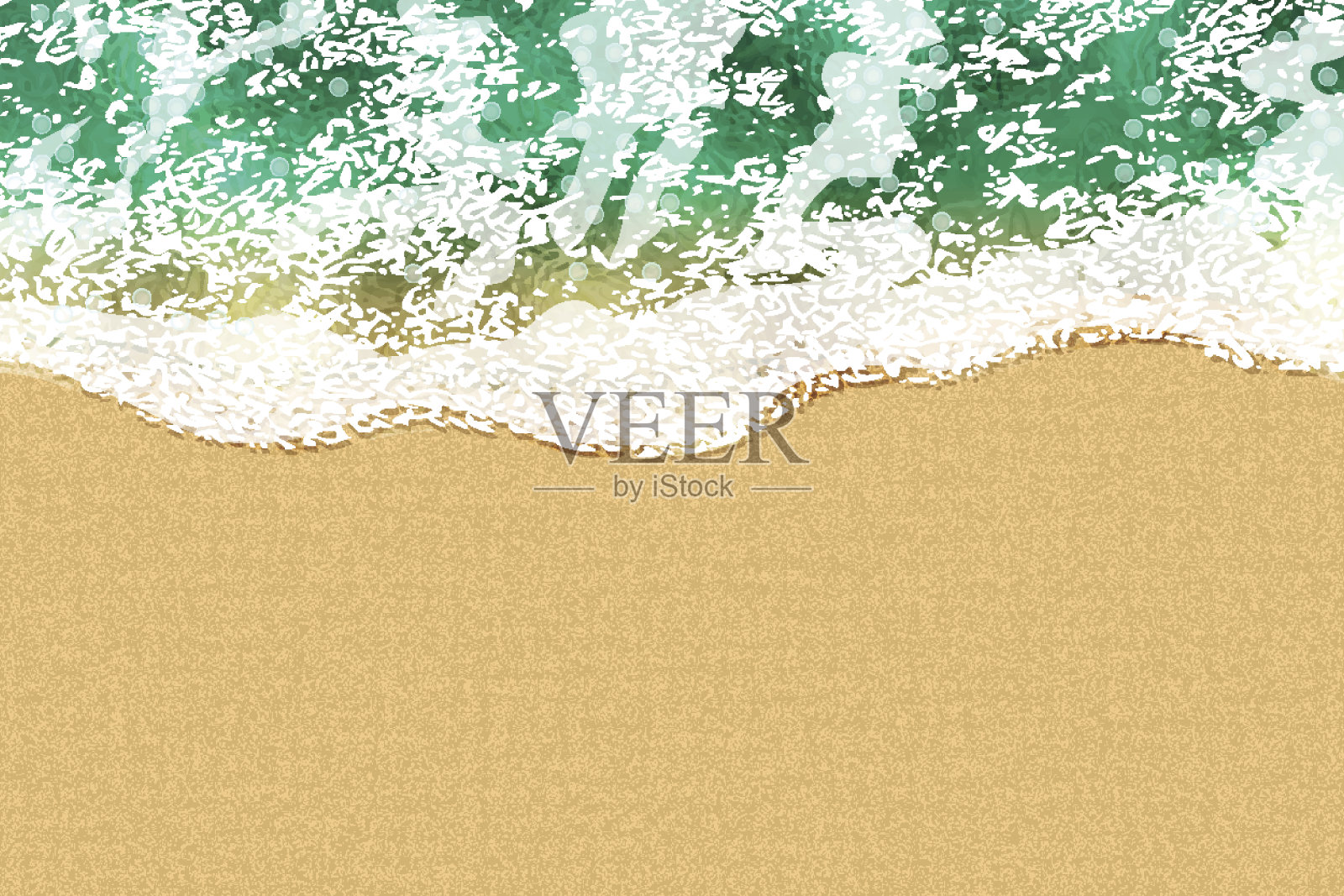 海滩上柔和的蓝色波浪，数字生成，矢量插画图片素材