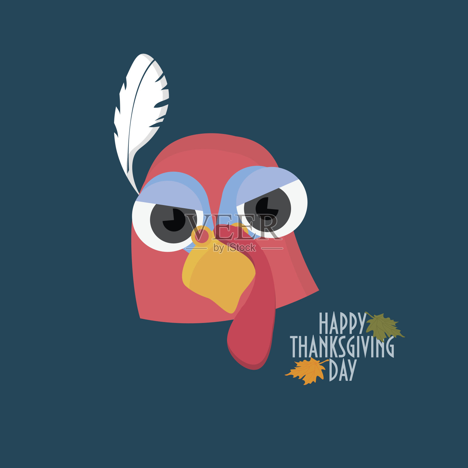 有火鸡鸟脸的感恩节贺卡。插画图片素材