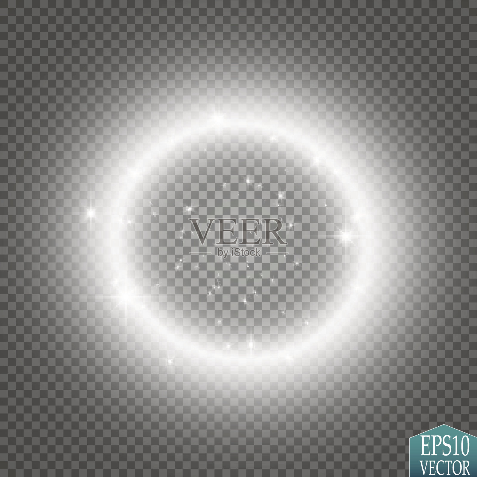矢量光戒指。圆形闪亮的框架与光尘埃追踪粒子隔离在透明的背景插画图片素材