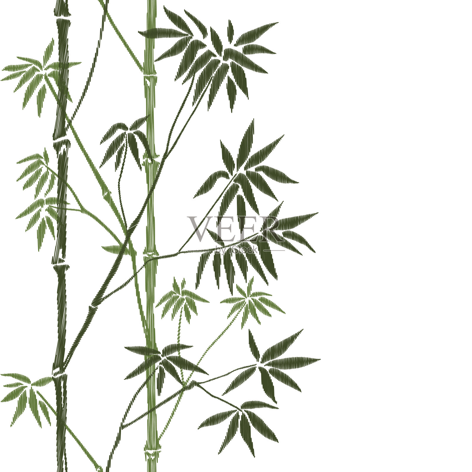 竹无缝垂直刺绣边设计元素图片