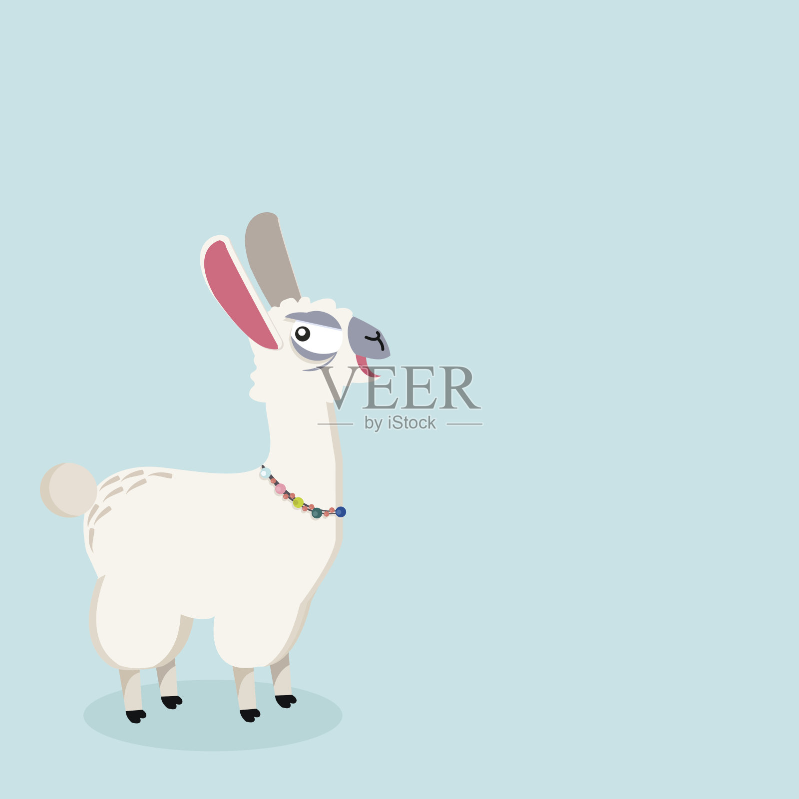 羊驼有趣的动物插画图片素材
