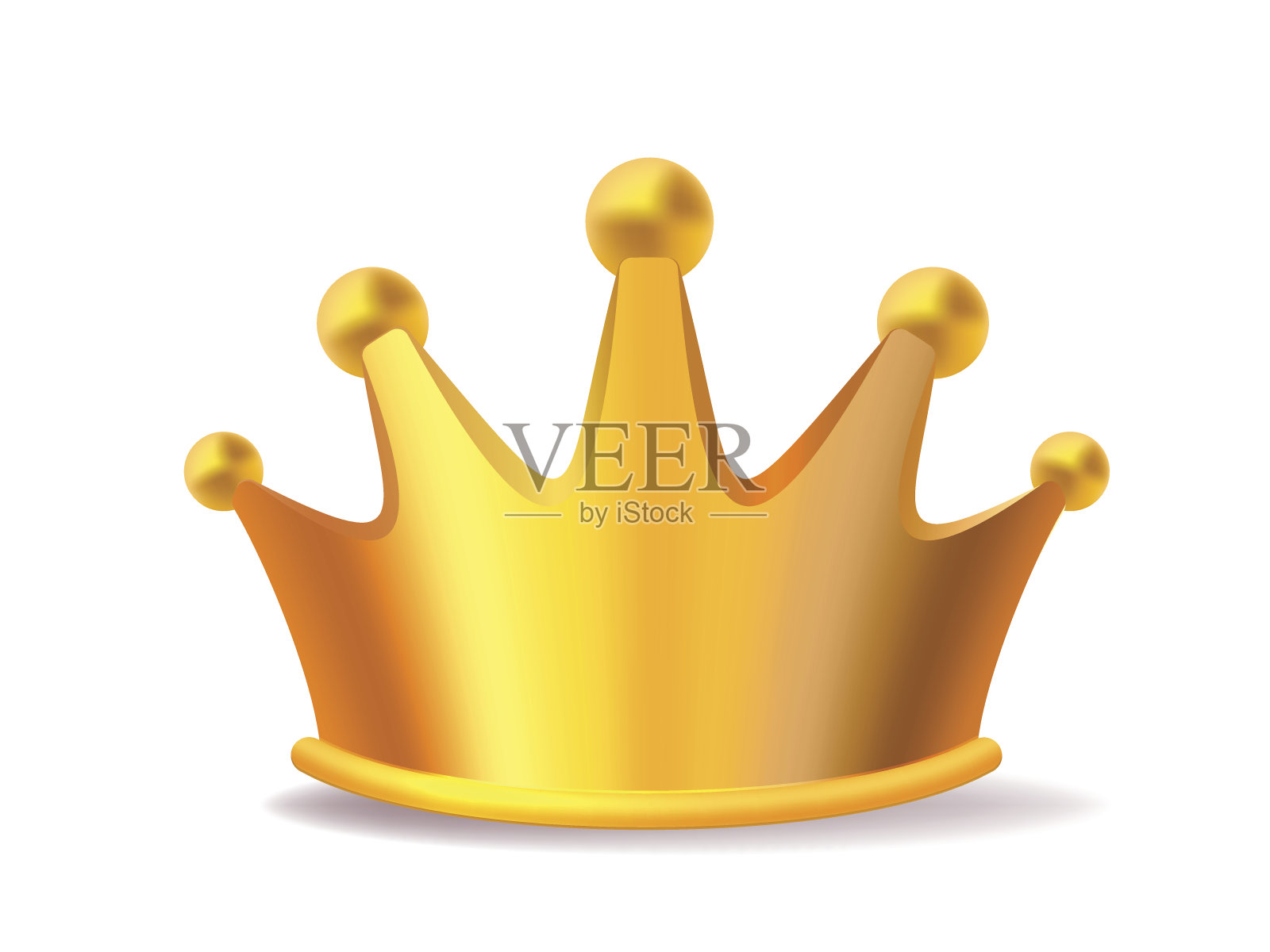 真实的矢量插图闪亮的金色金属国王皇冠孤立在白色背景。设计元素图片