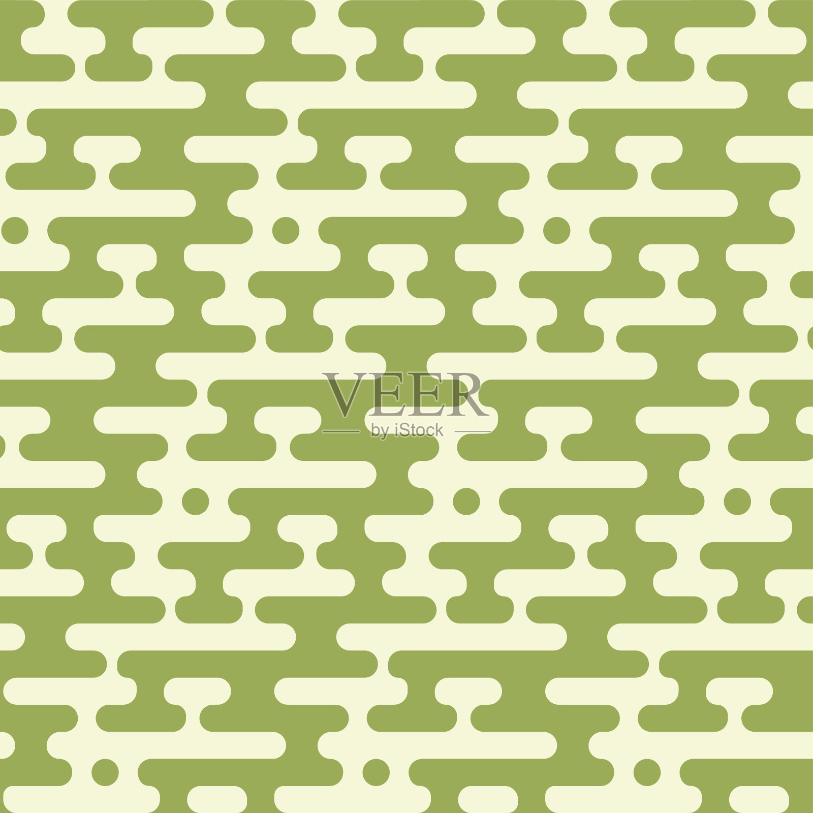 抽象几何无缝时尚枕头图案。随机的半色调圆形线条绿色背景。插画图片素材