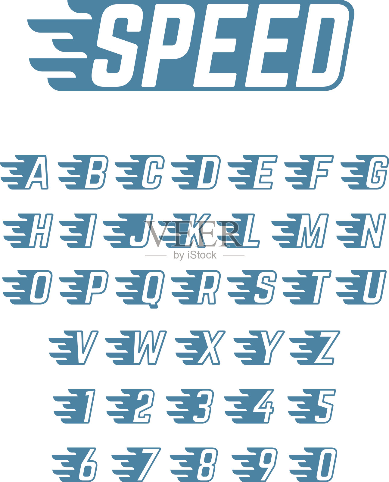 速度飞行矢量字母。快速符号字体赛车队，复古海报和运动服插画图片素材