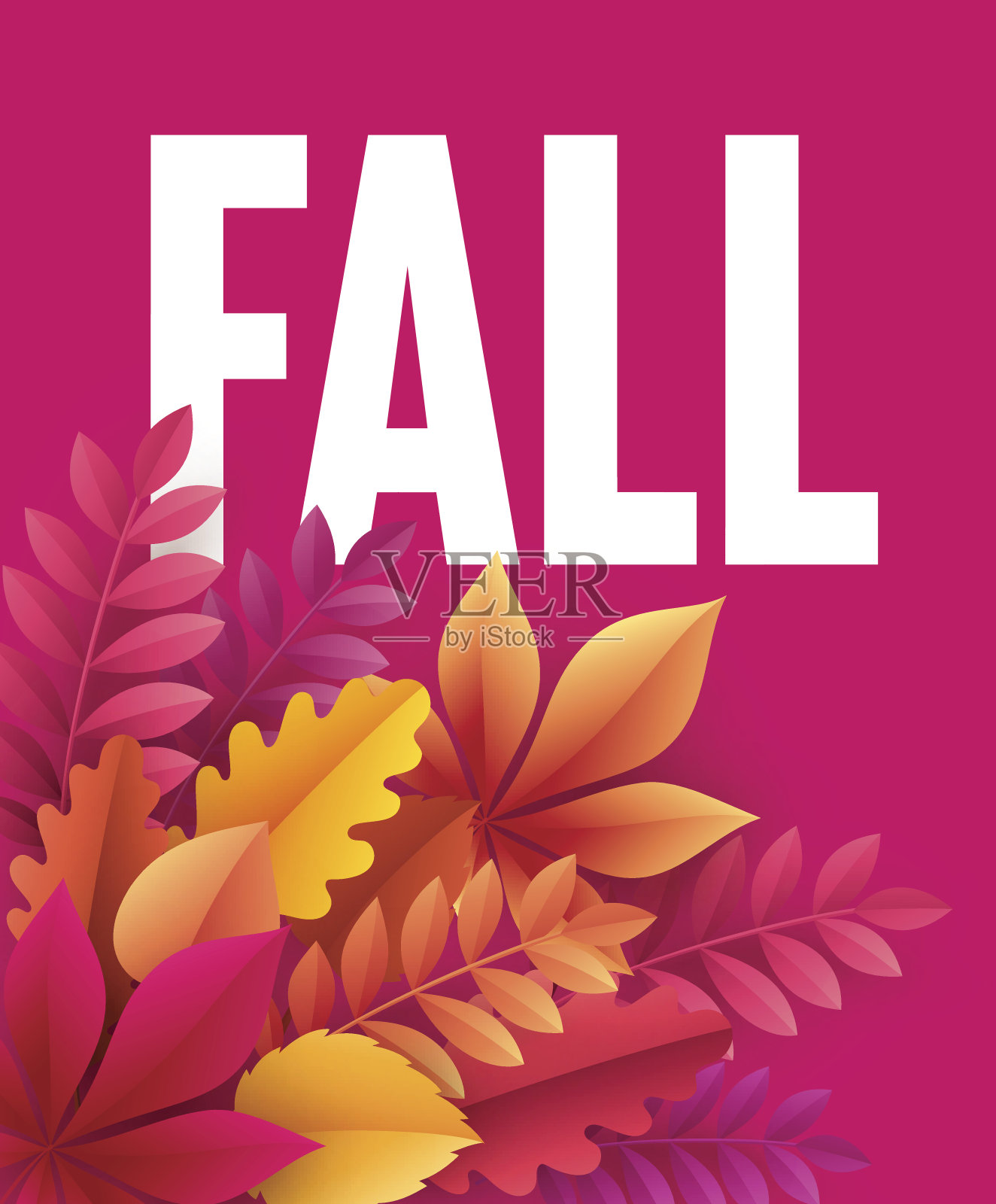 秋天的背景与秋天的树叶。矢量图插画图片素材