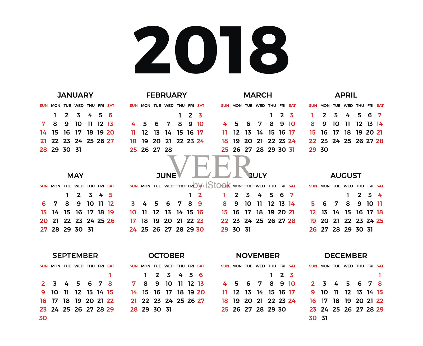 2018年的日历设计模板素材