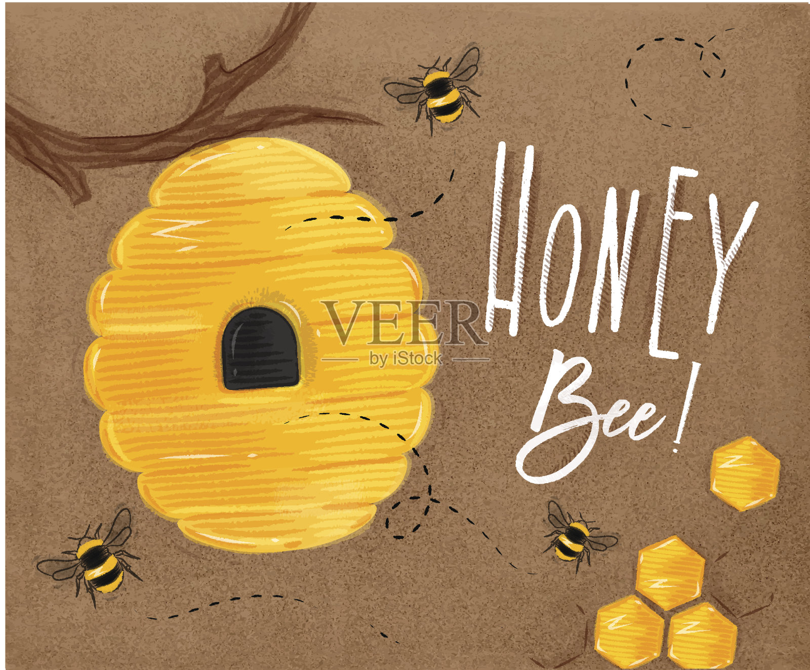 海报蜜蜂工艺插画图片素材