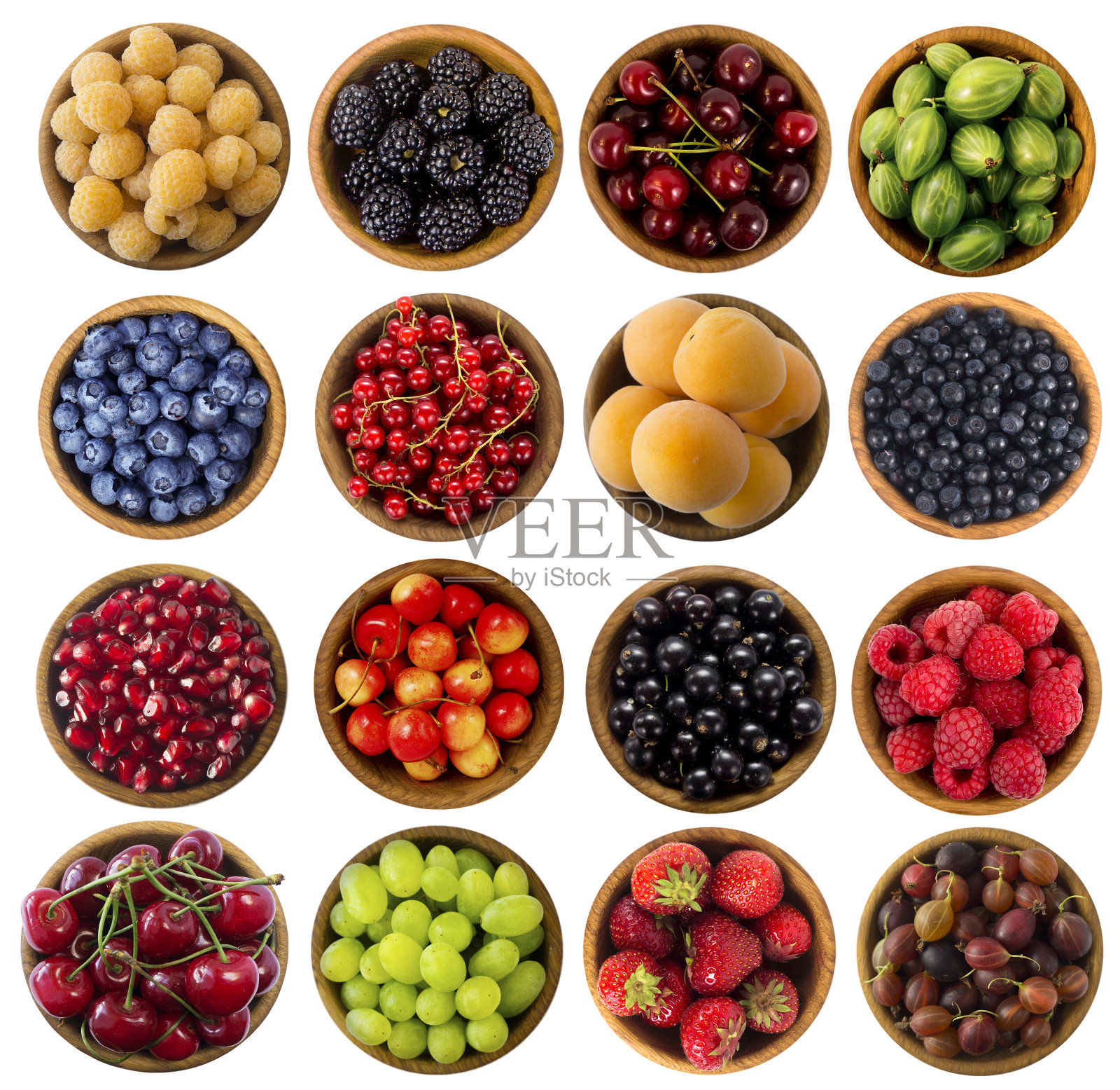 拼贴不同的水果和浆果孤立在白色照片摄影图片