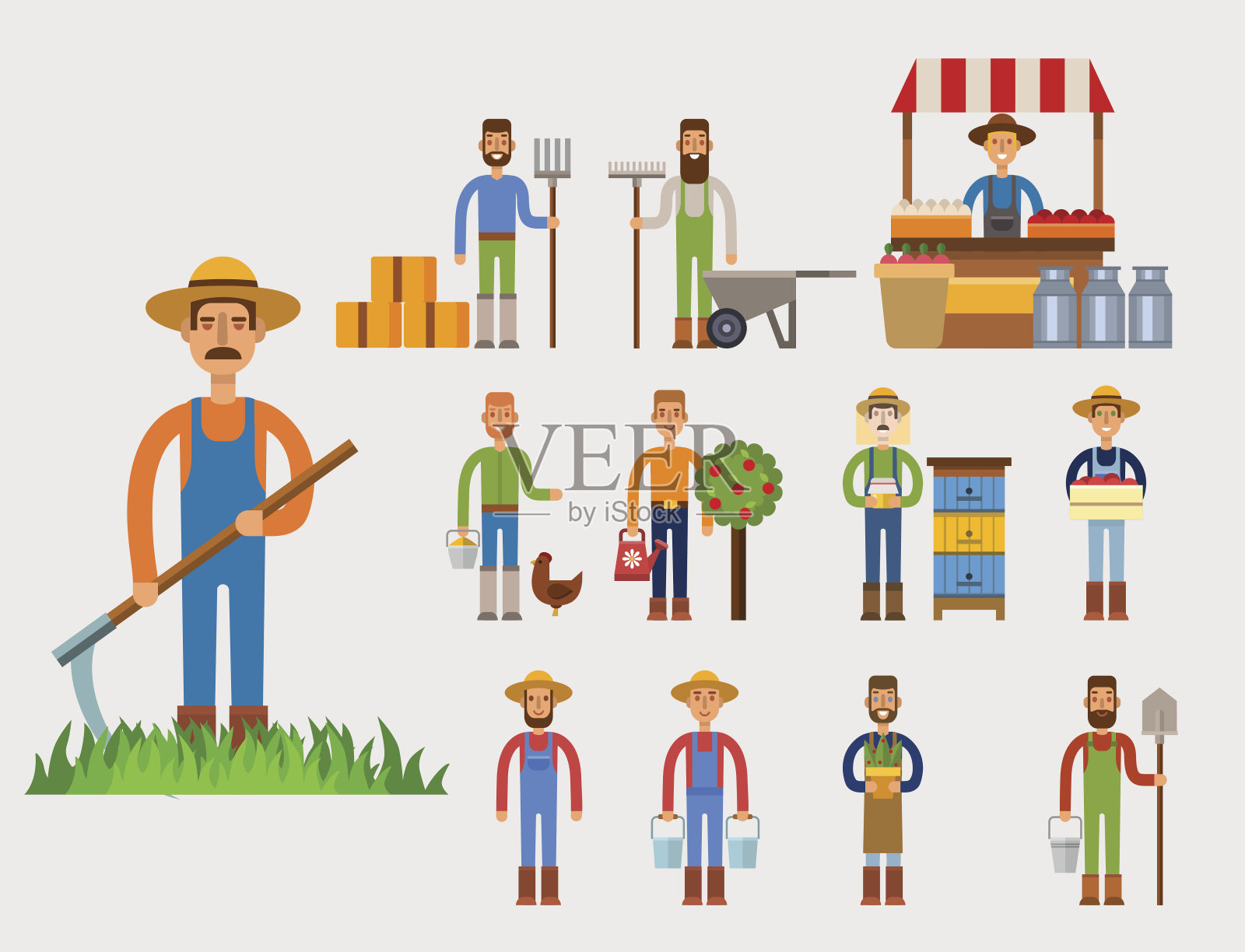 农民性格man农业人职业农村园丁工人人民矢量插图插画图片素材
