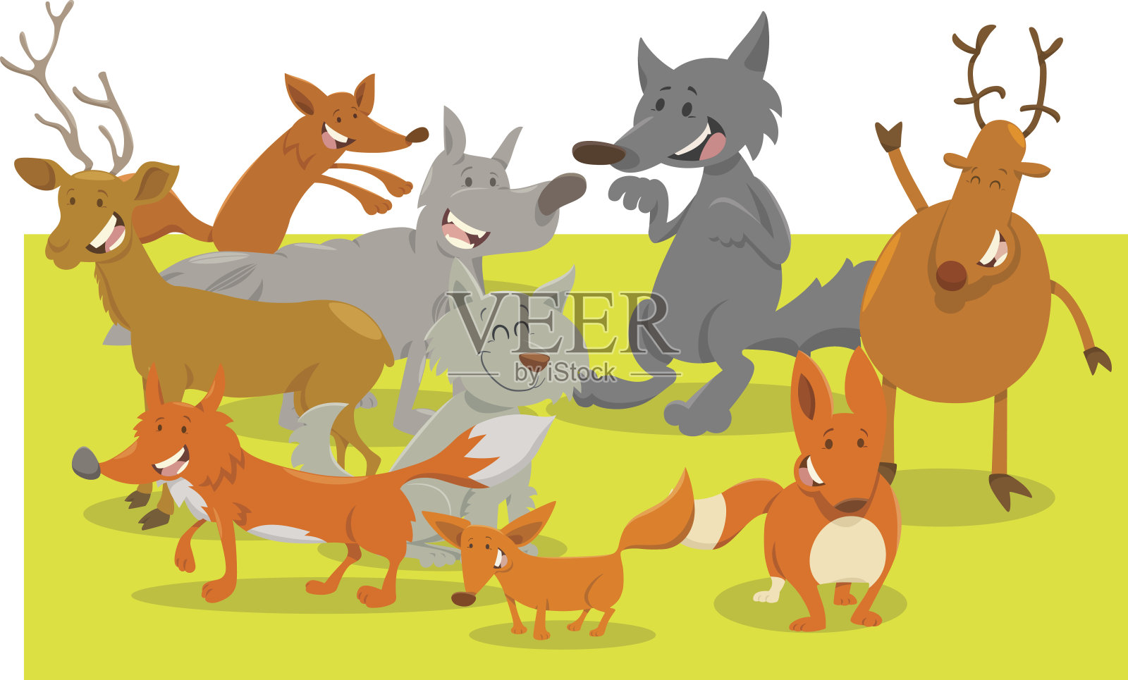 野生森林动物卡通人物插画图片素材
