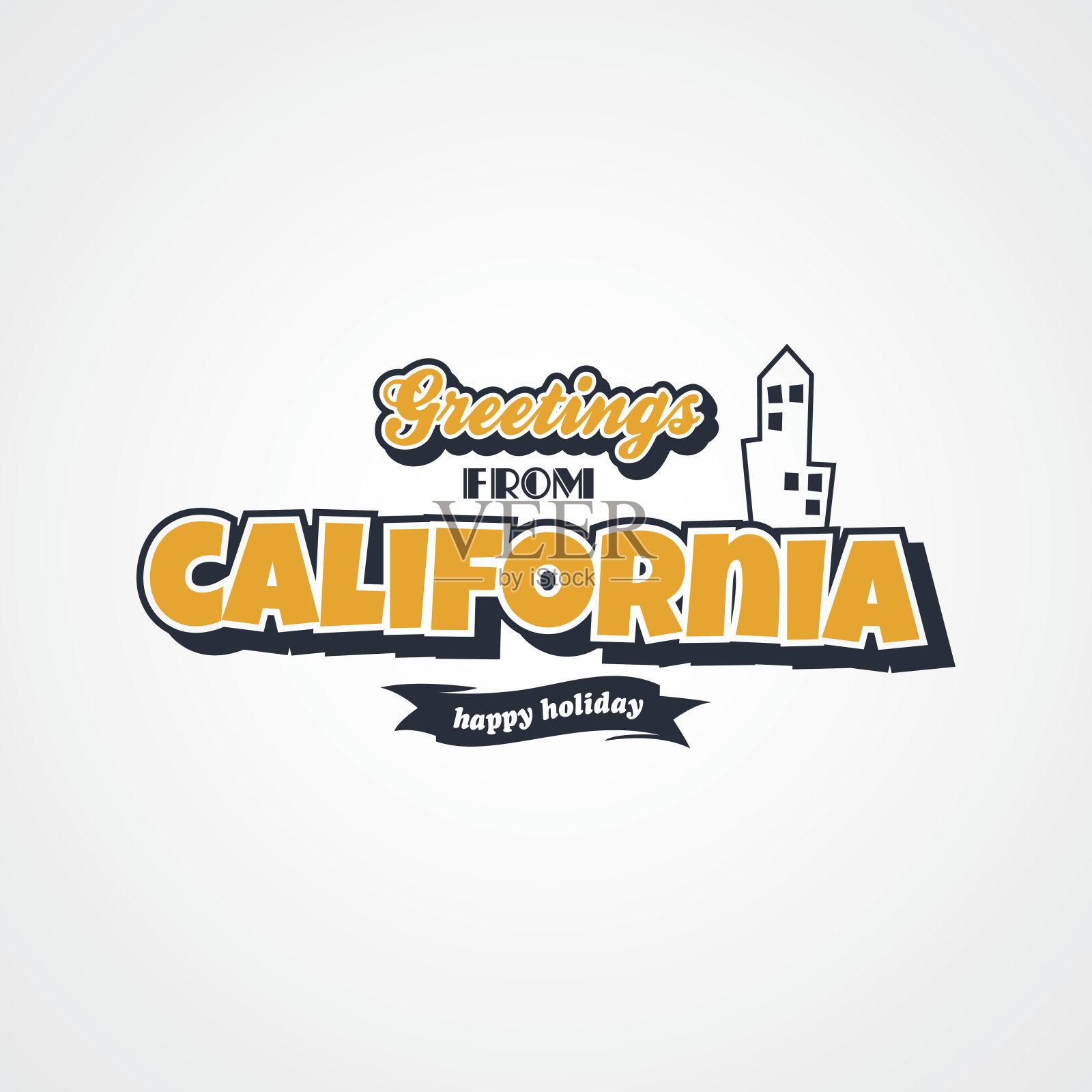 加州假期问候主题插画图片素材
