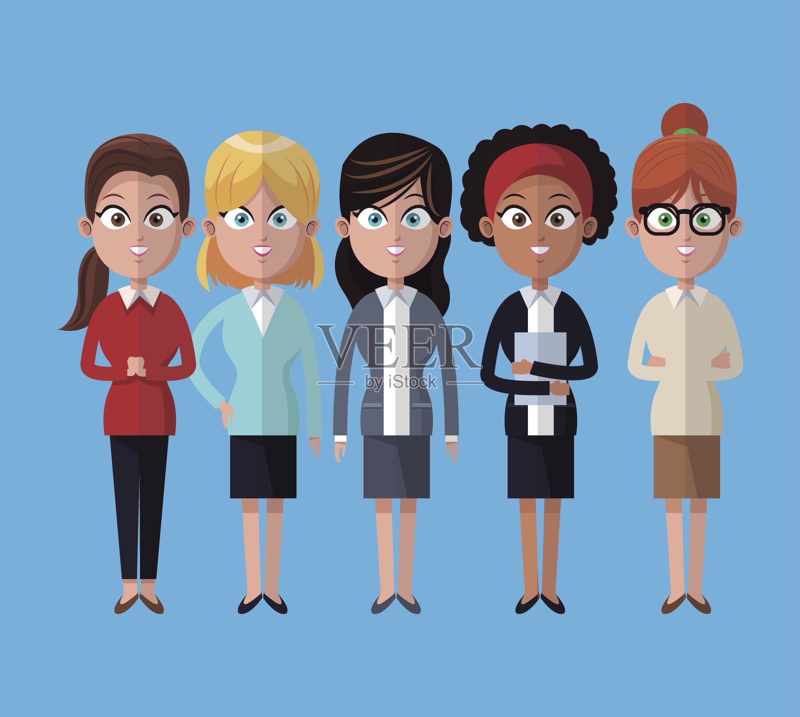 团体女性团队工作业务插画图片素材