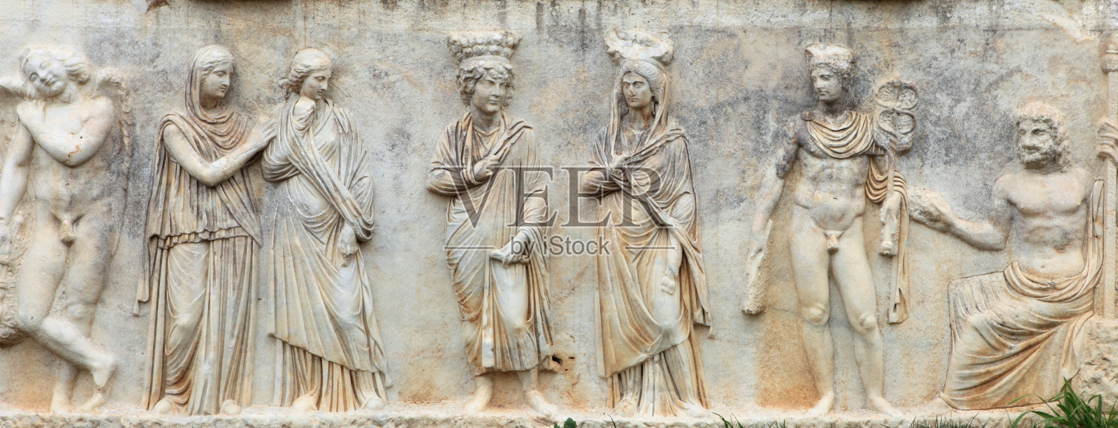 阿佛洛狄西斯石棺上的浮雕照片摄影图片