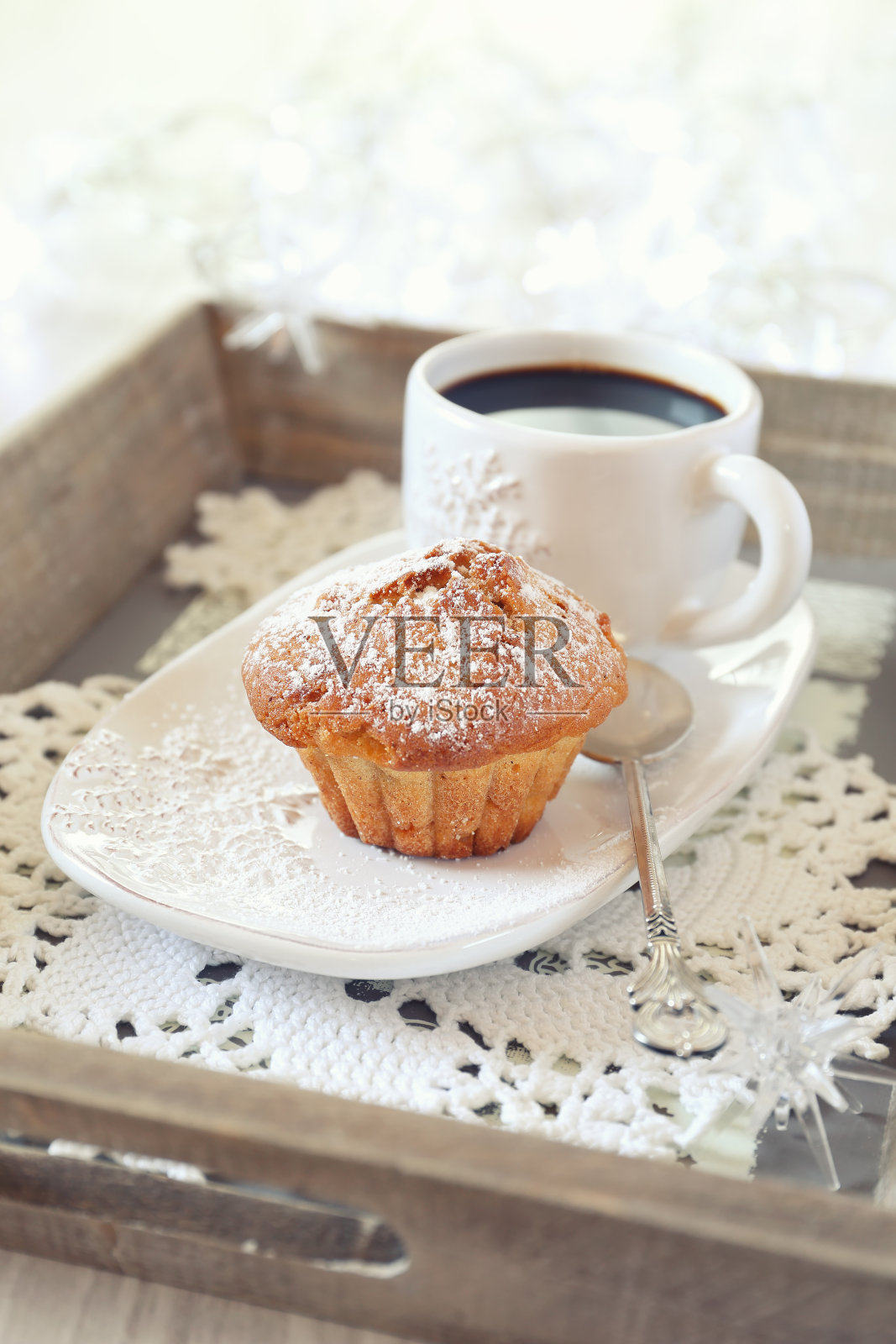 新年心情:松饼和咖啡照片摄影图片