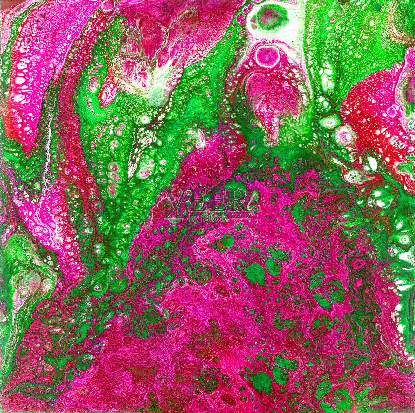 液体水彩和水墨抽象彩画。湿喘插图，抽象背景和壁纸。红色，品红和绿色插画图片素材