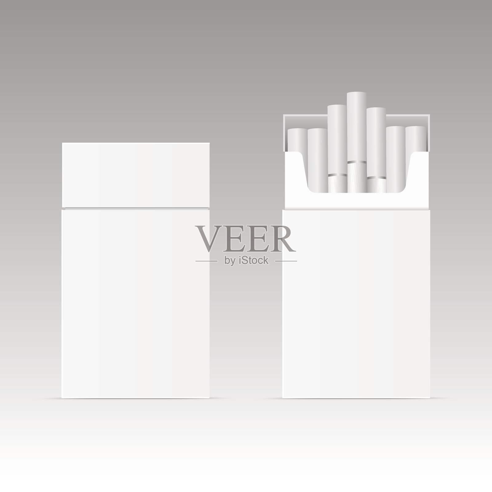 空白包装盒香烟孤立在白色背景。向量。插画图片素材