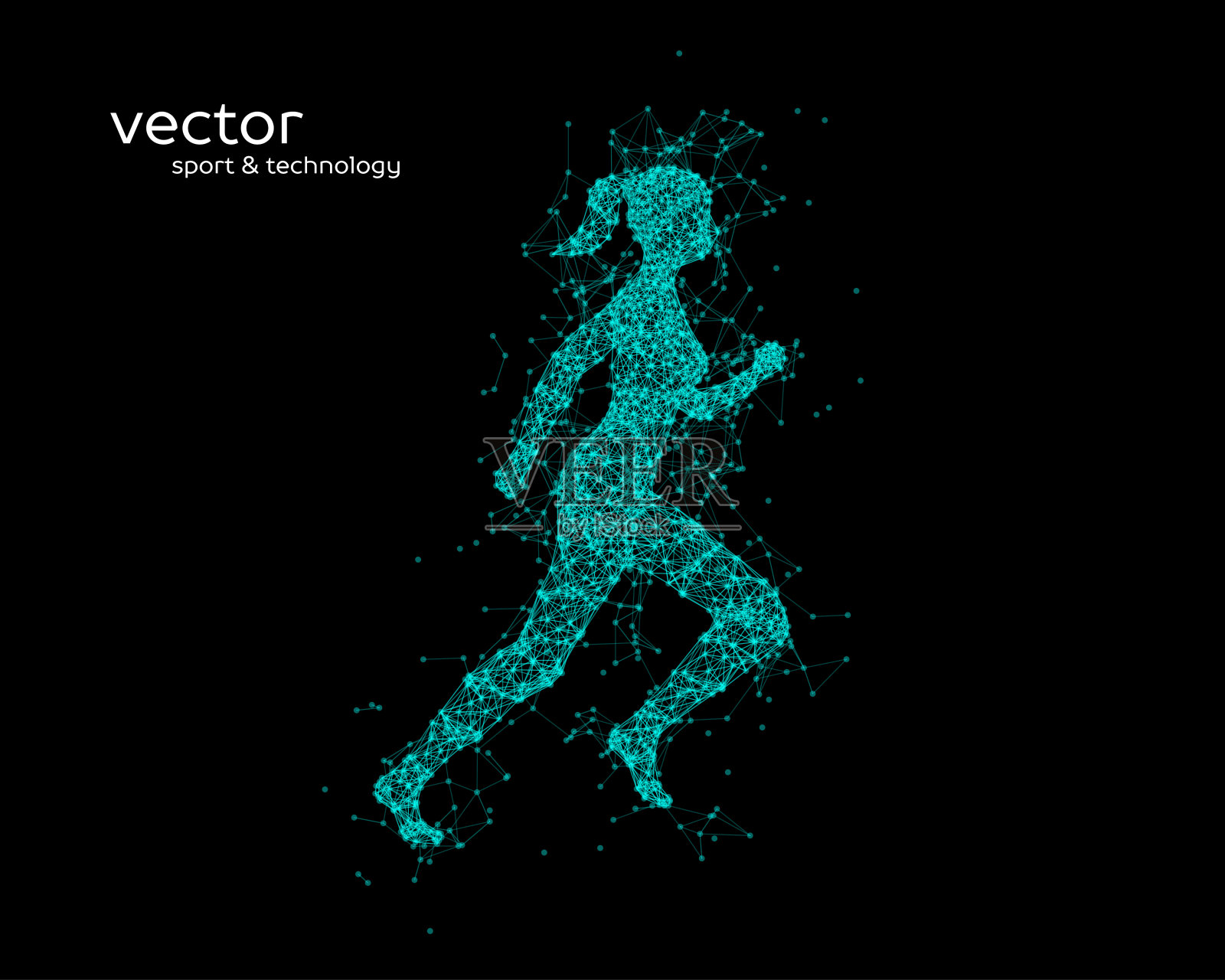 跑步女人的抽象矢量图。插画图片素材