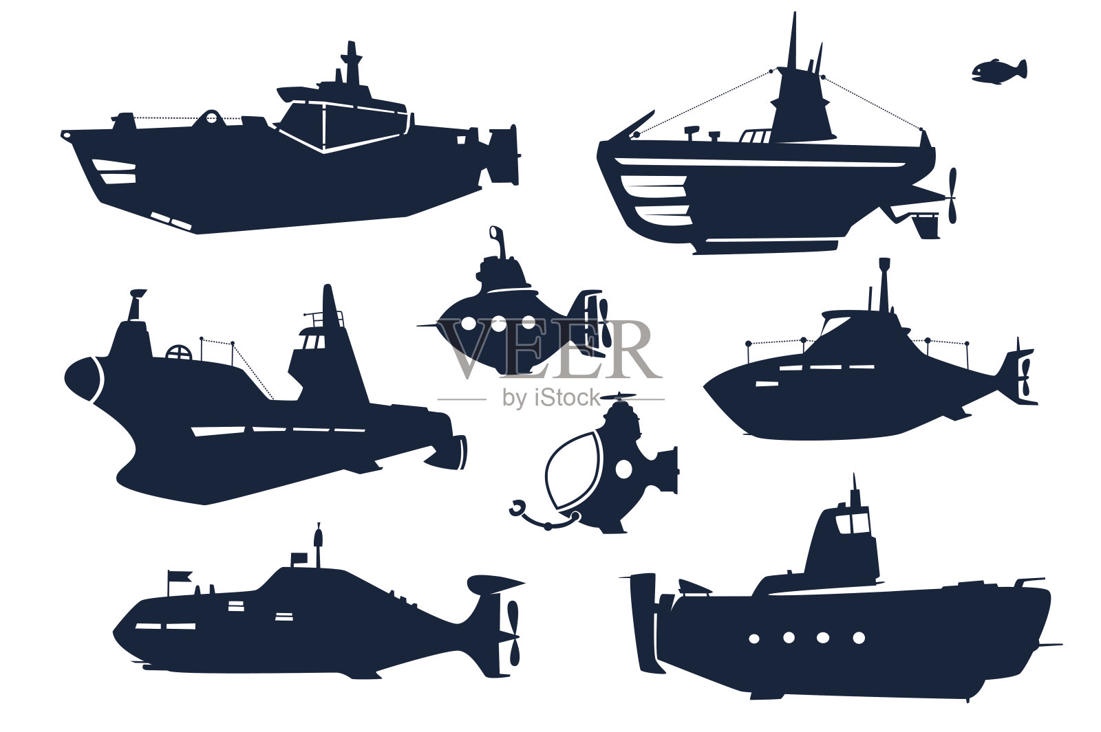 轮廓的潜艇设计元素图片