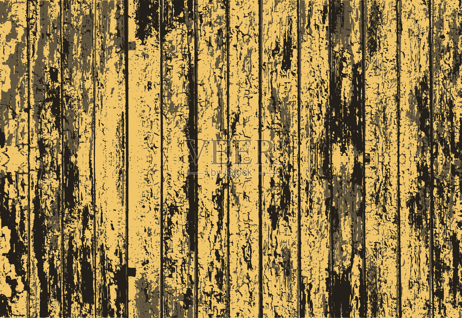 向量纹理的现实黄色老漆木栅栏。矢量图插画图片素材