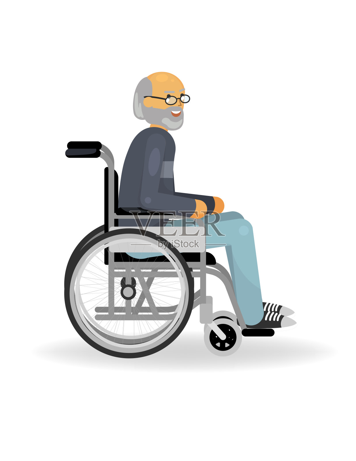 一个坐轮椅的老人插画图片素材