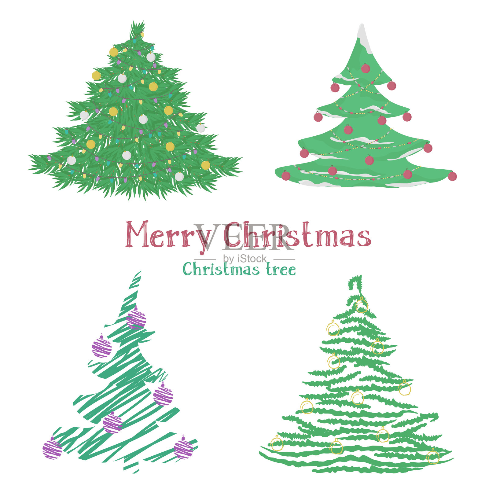 不同的圣诞树设计元素图片