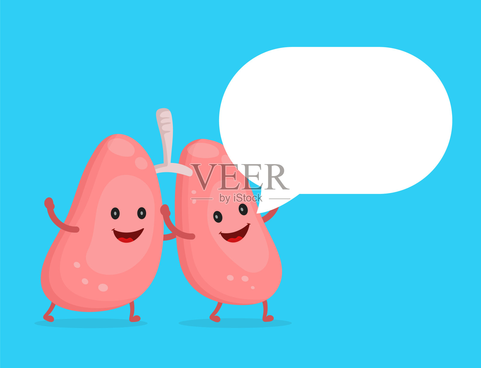 强壮健康快乐肺性格插画图片素材