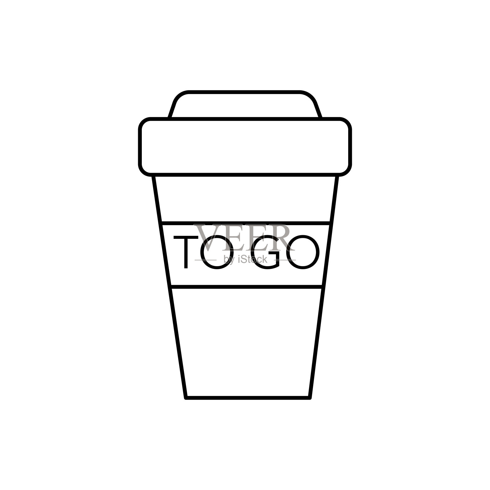 咖啡去杯矢量线图标，标志，插图的背景，可编辑的笔触图标素材