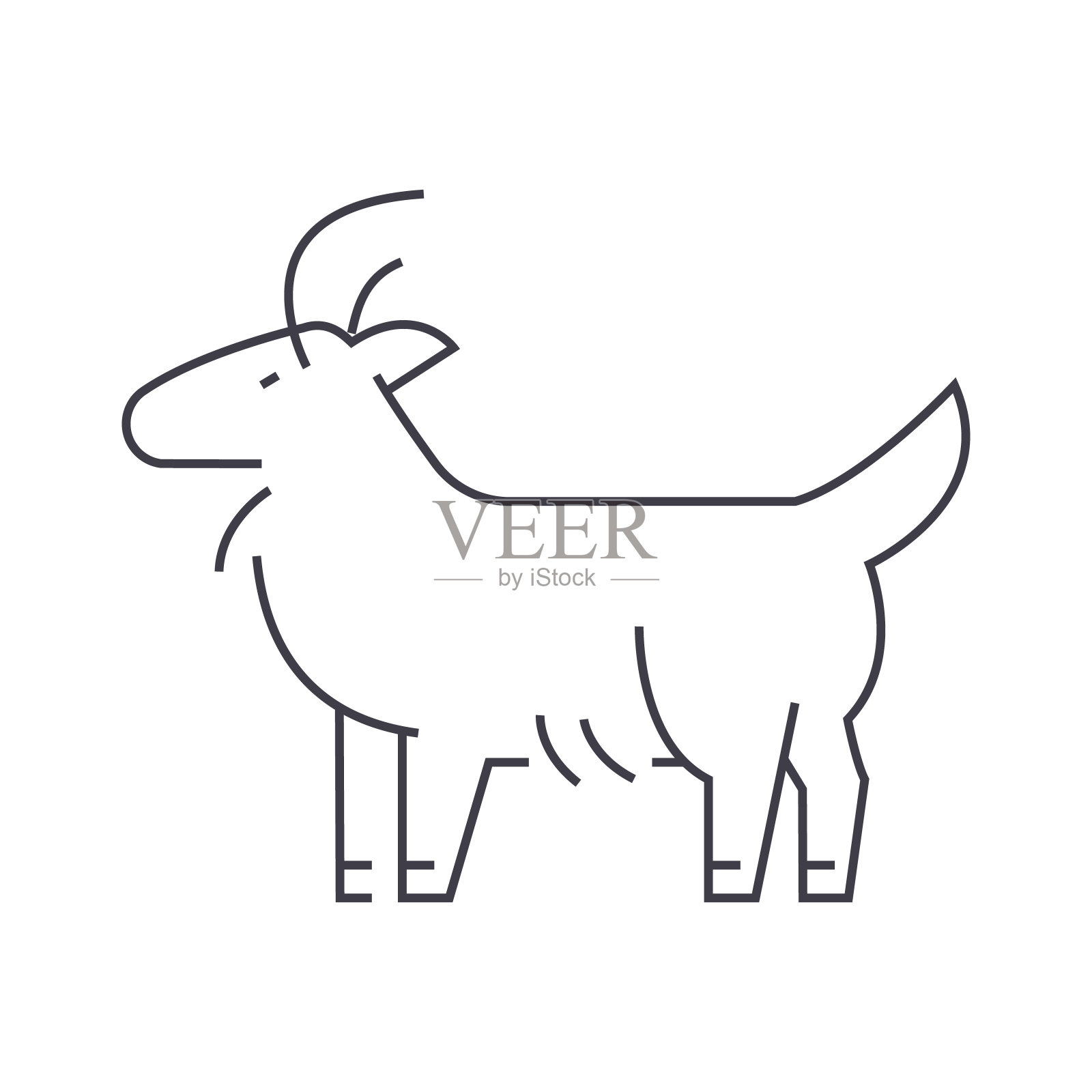 山羊矢量线图标，标志，插图的背景，可编辑的笔触插画图片素材