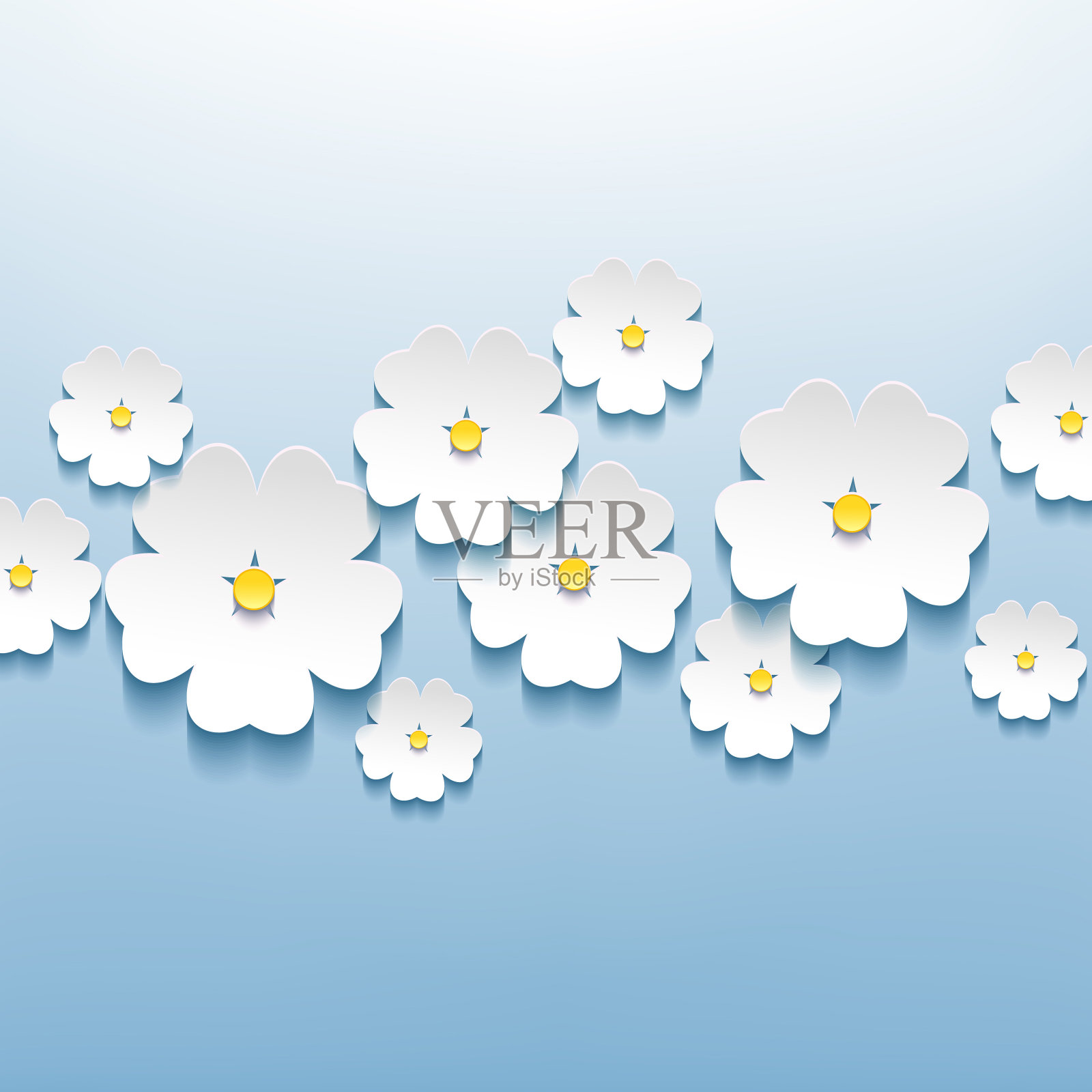 花美丽的抽象背景与3d花樱花插画图片素材