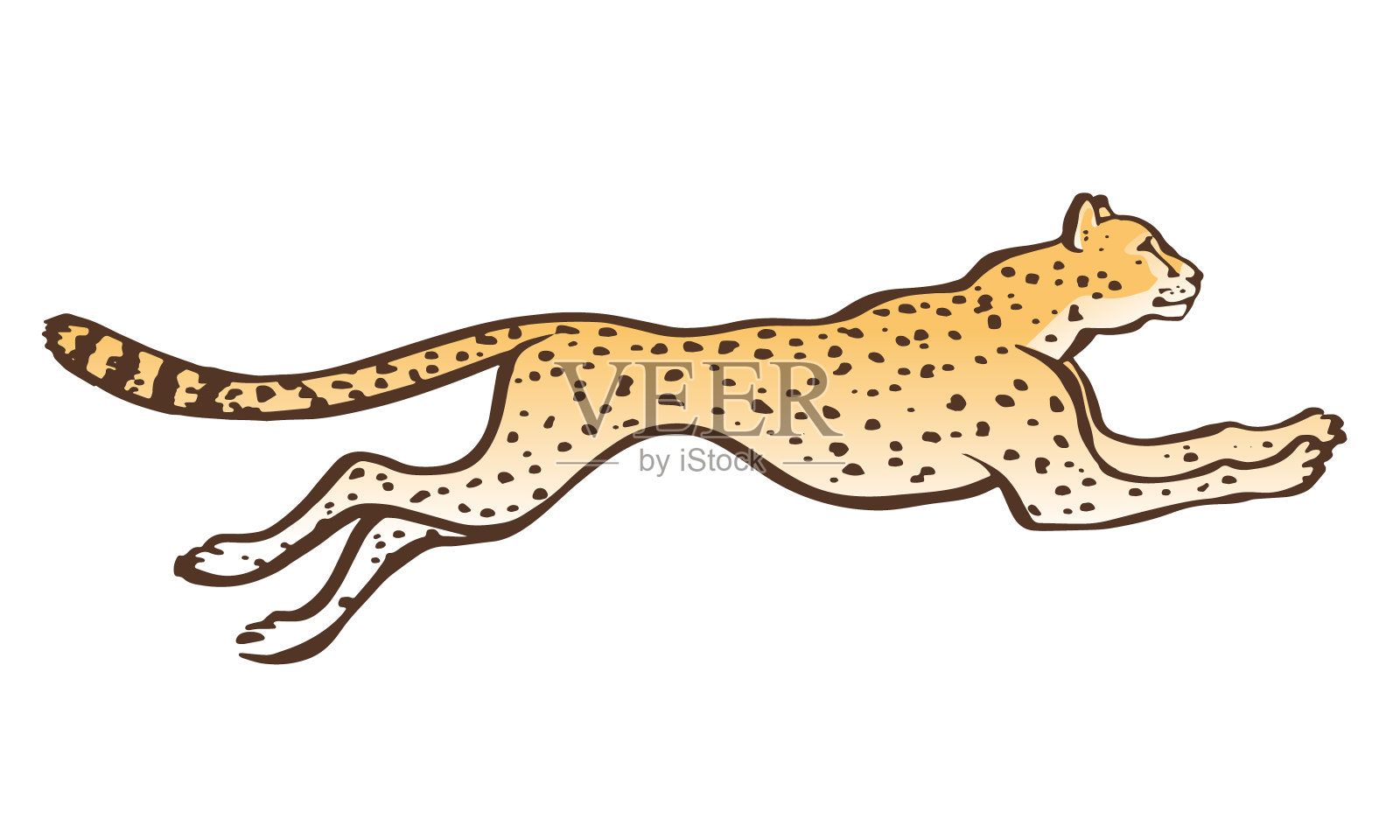 猎豹奔跑素描矢量插画图片素材