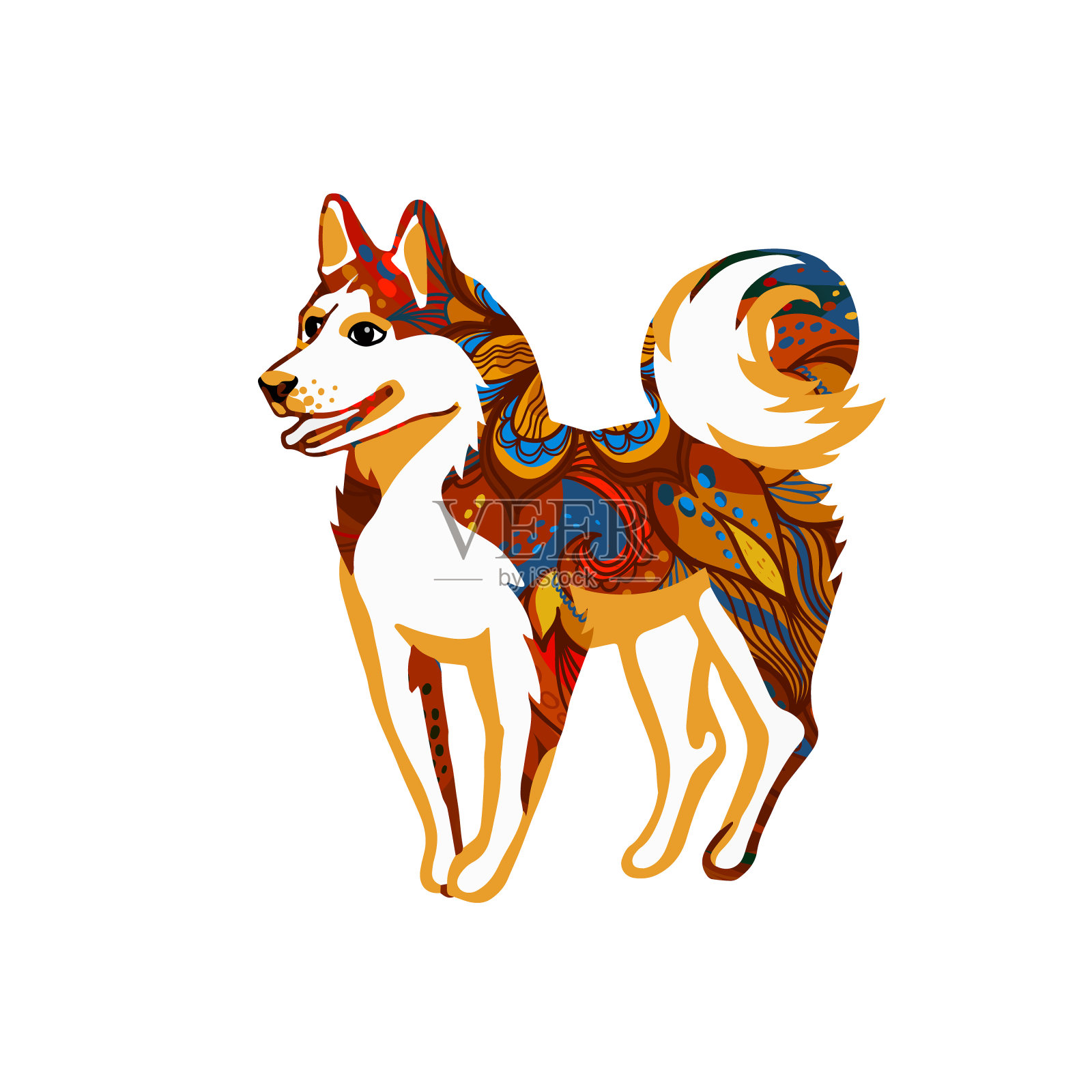 矢量插画一只狗，象征2018年的中国历法。设计元素图片