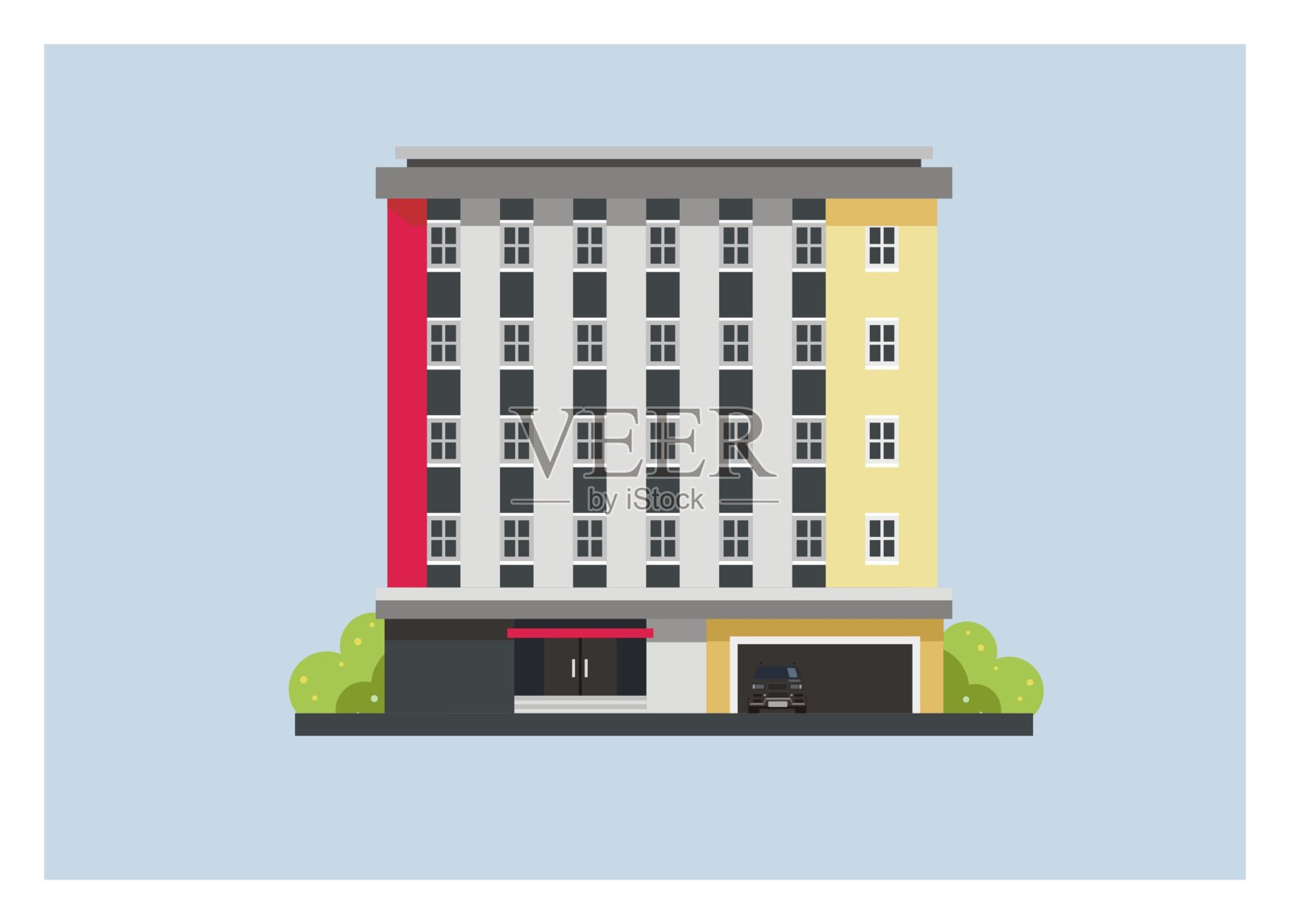 极简主义的酒店建筑插画图片素材