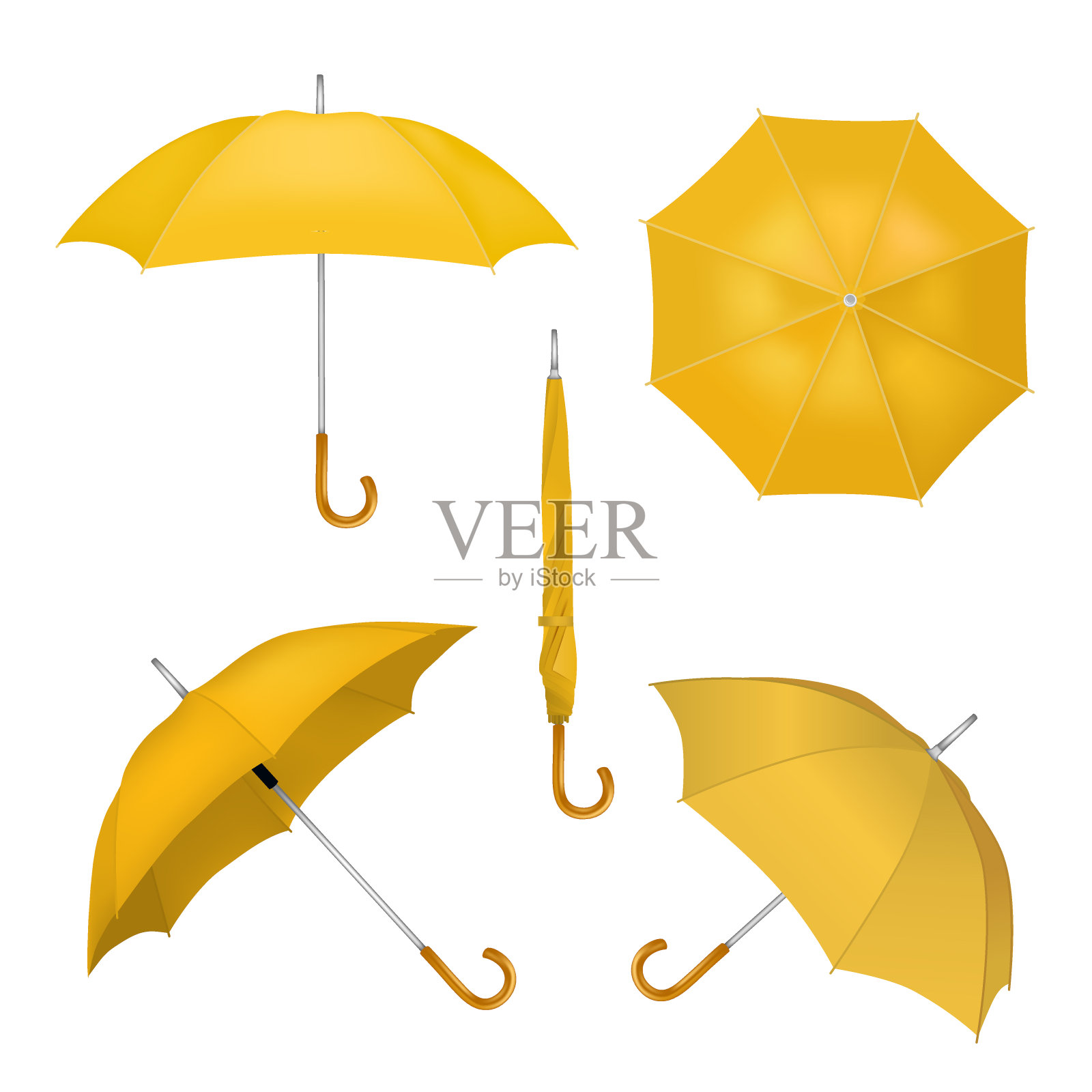 黄色伞矢量现实插图设计元素图片