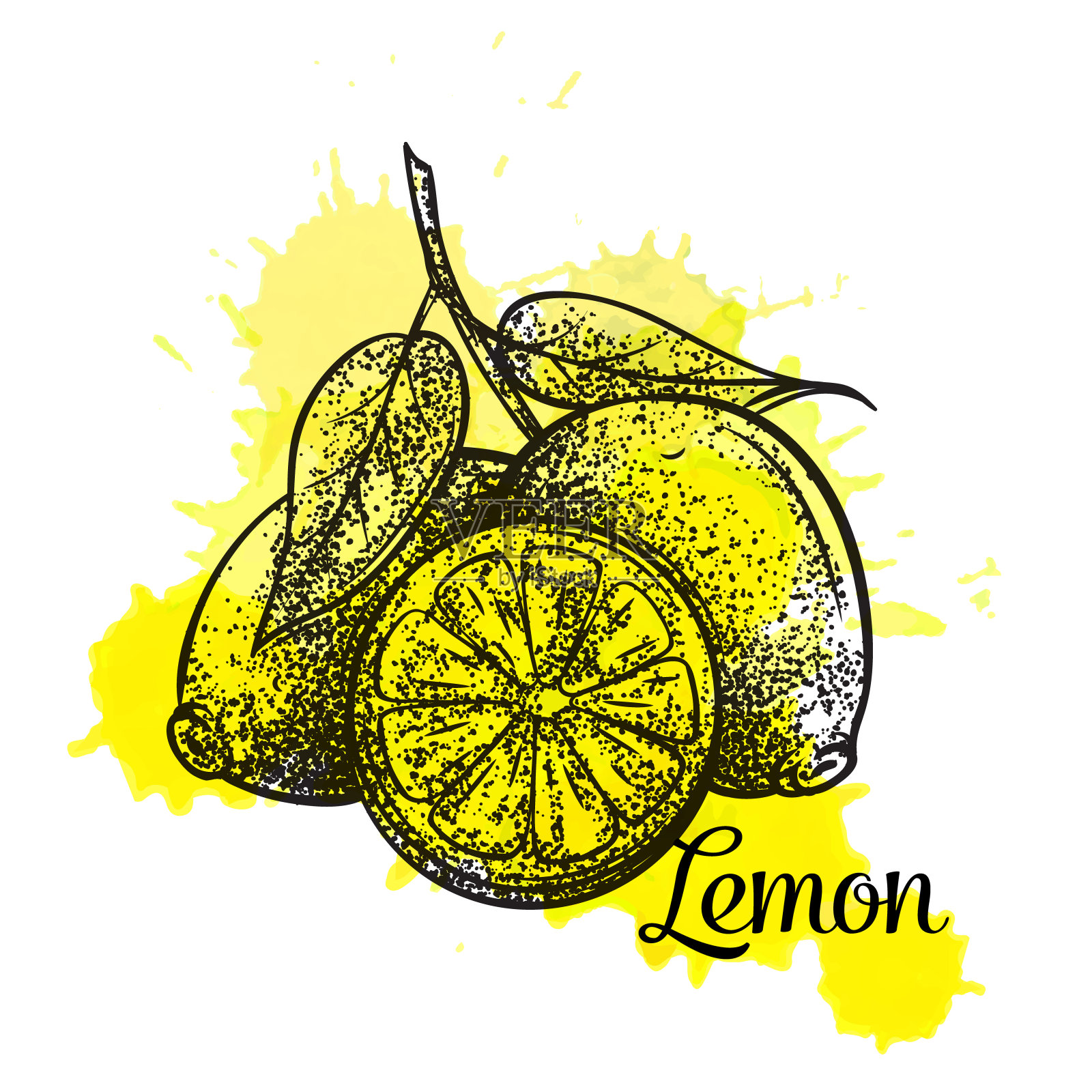 手绘柠檬图标插画图片素材