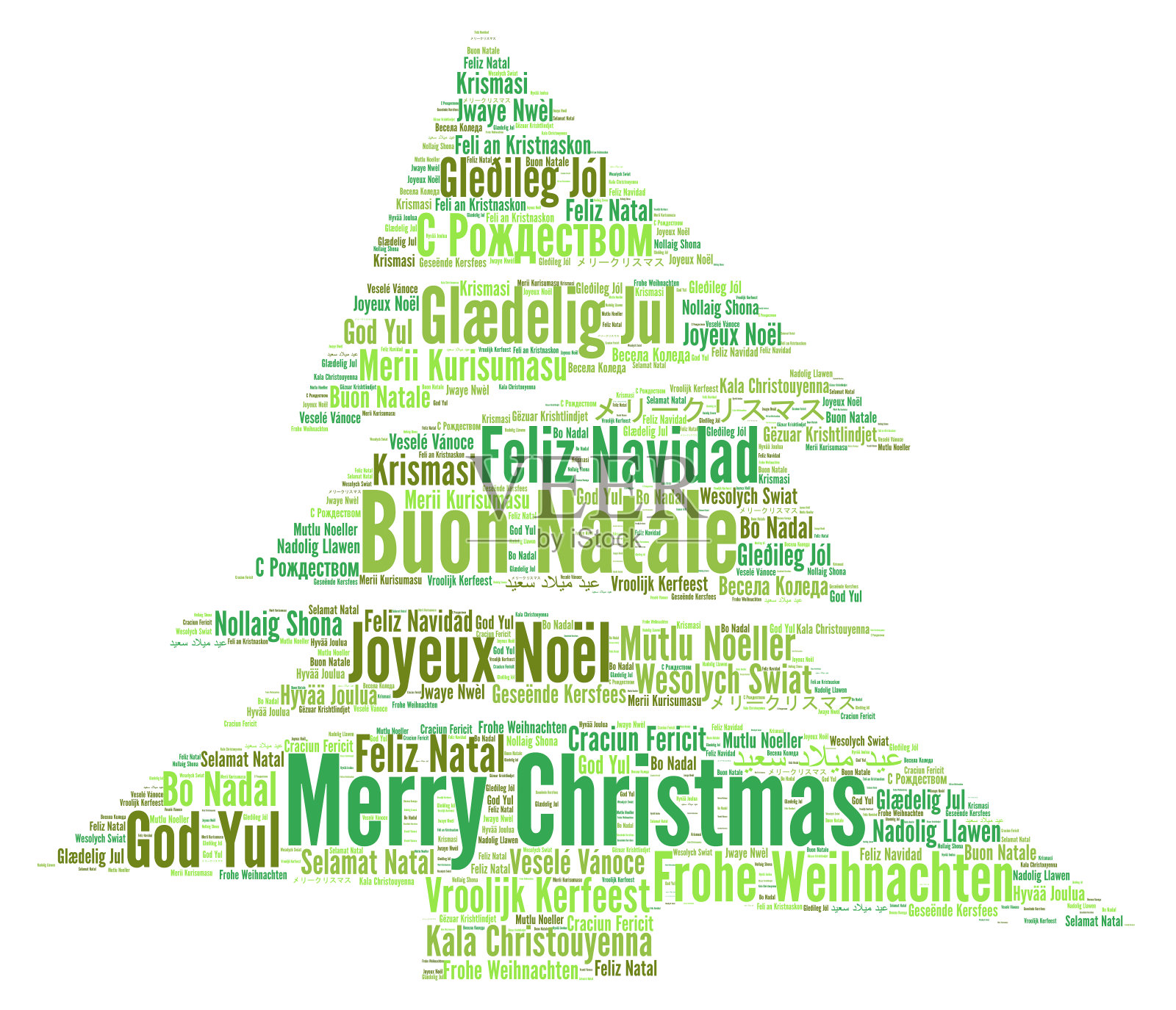圣诞快乐在不同的语言单词云插画图片素材