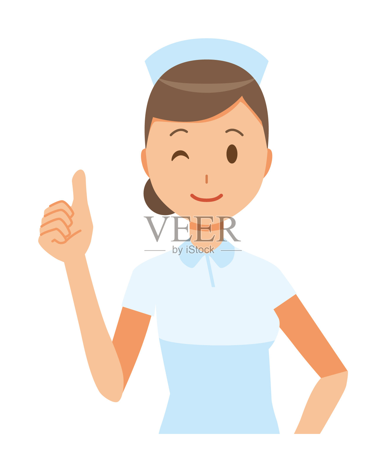 戴护士帽、穿白大褂的女护士有好迹象设计元素图片