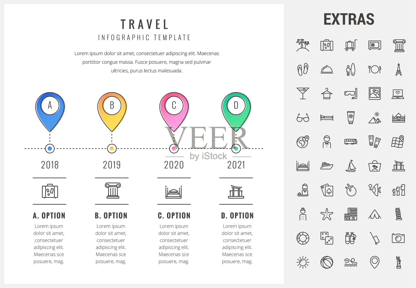 旅游信息图表模板，元素和图标图标素材