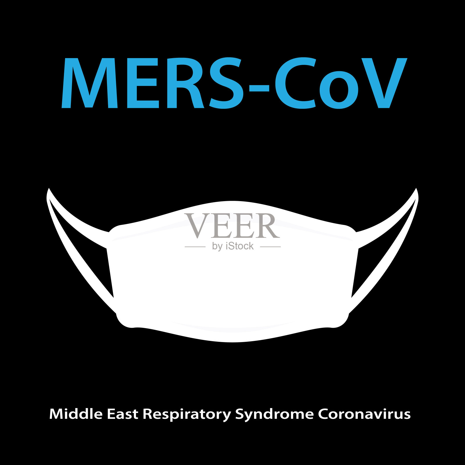 戴着卫生口罩的中东呼吸综合征冠状病毒插画图片素材