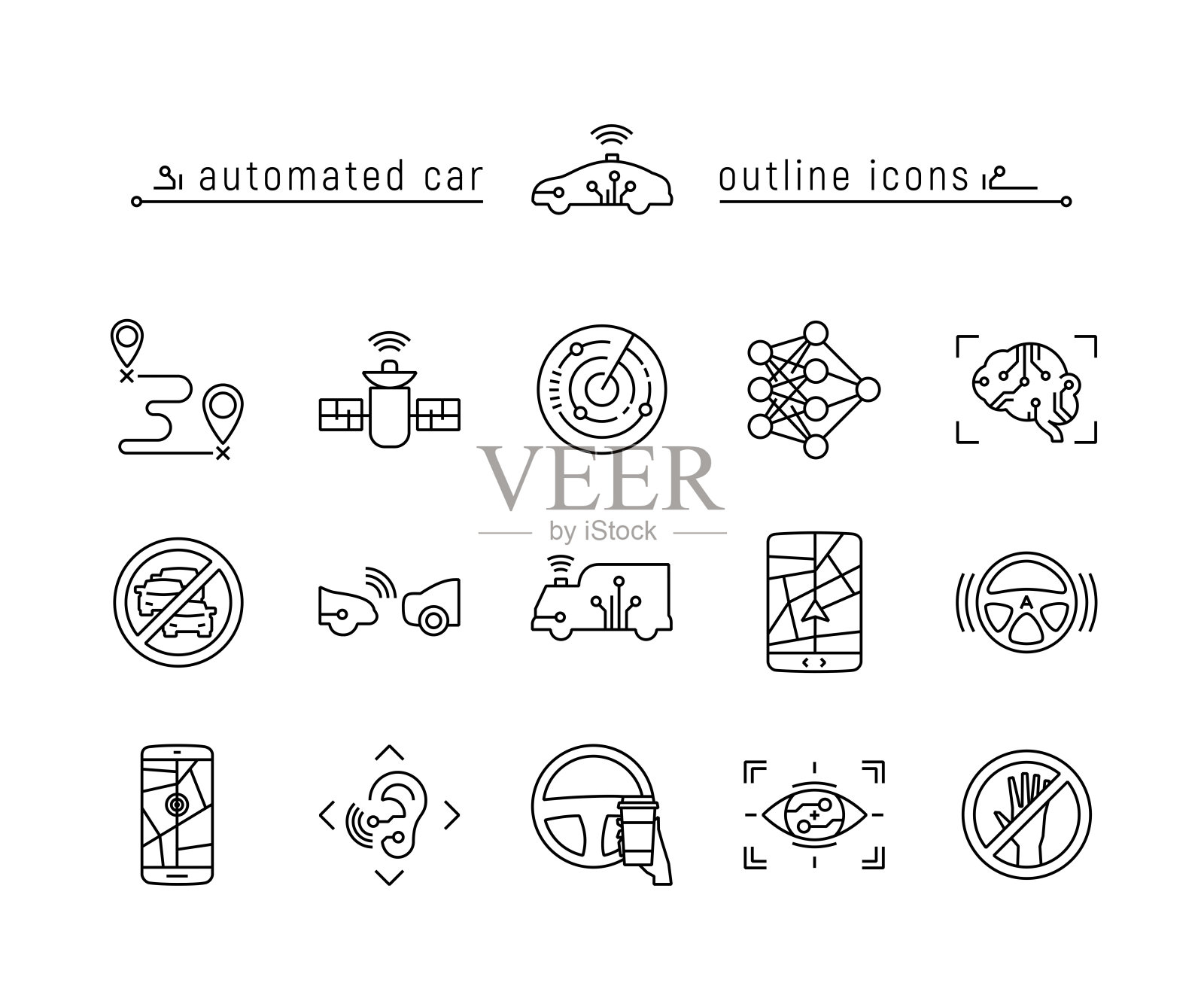 自动汽车轮廓图标设置图标素材
