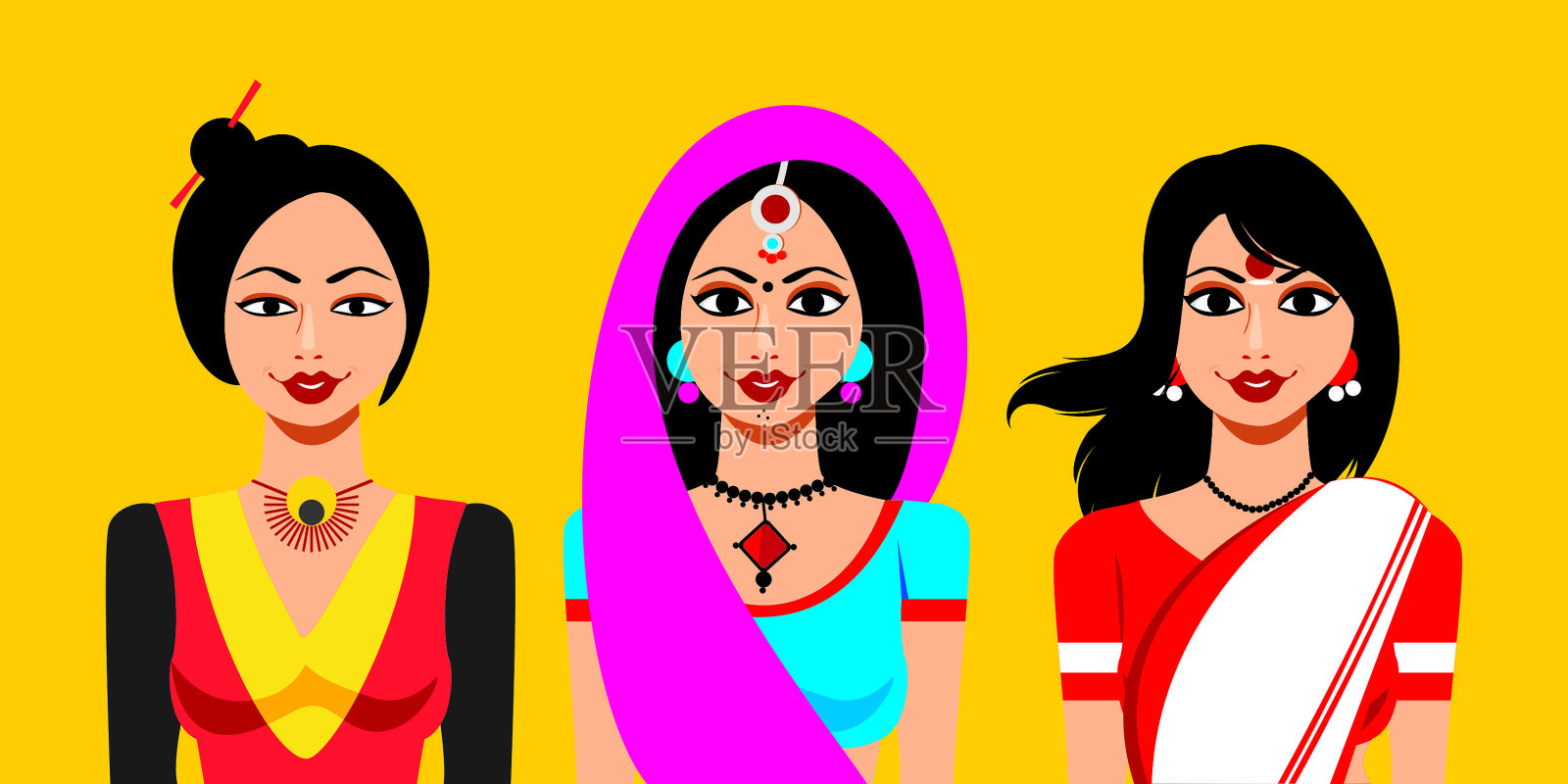 印度女人套装插画图片素材