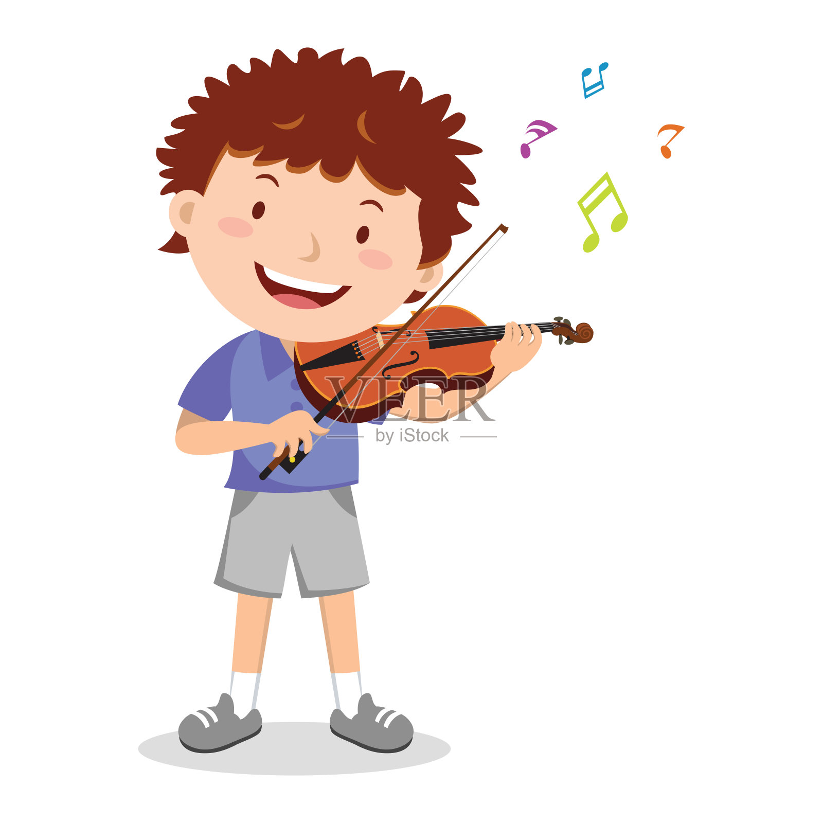 男孩玩小提琴设计元素图片