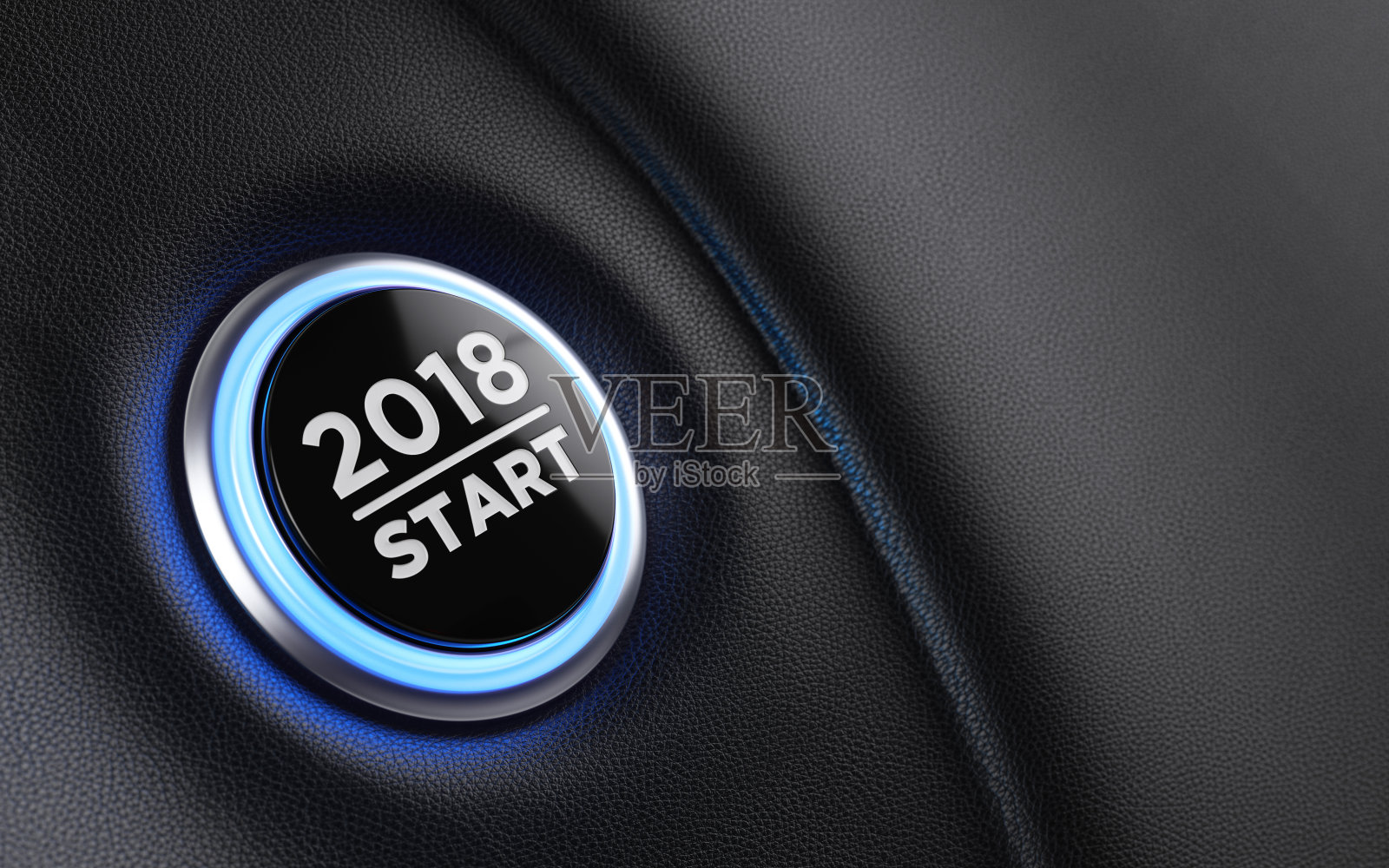 2018年汽车启动按钮仪表盘新年概念照片摄影图片