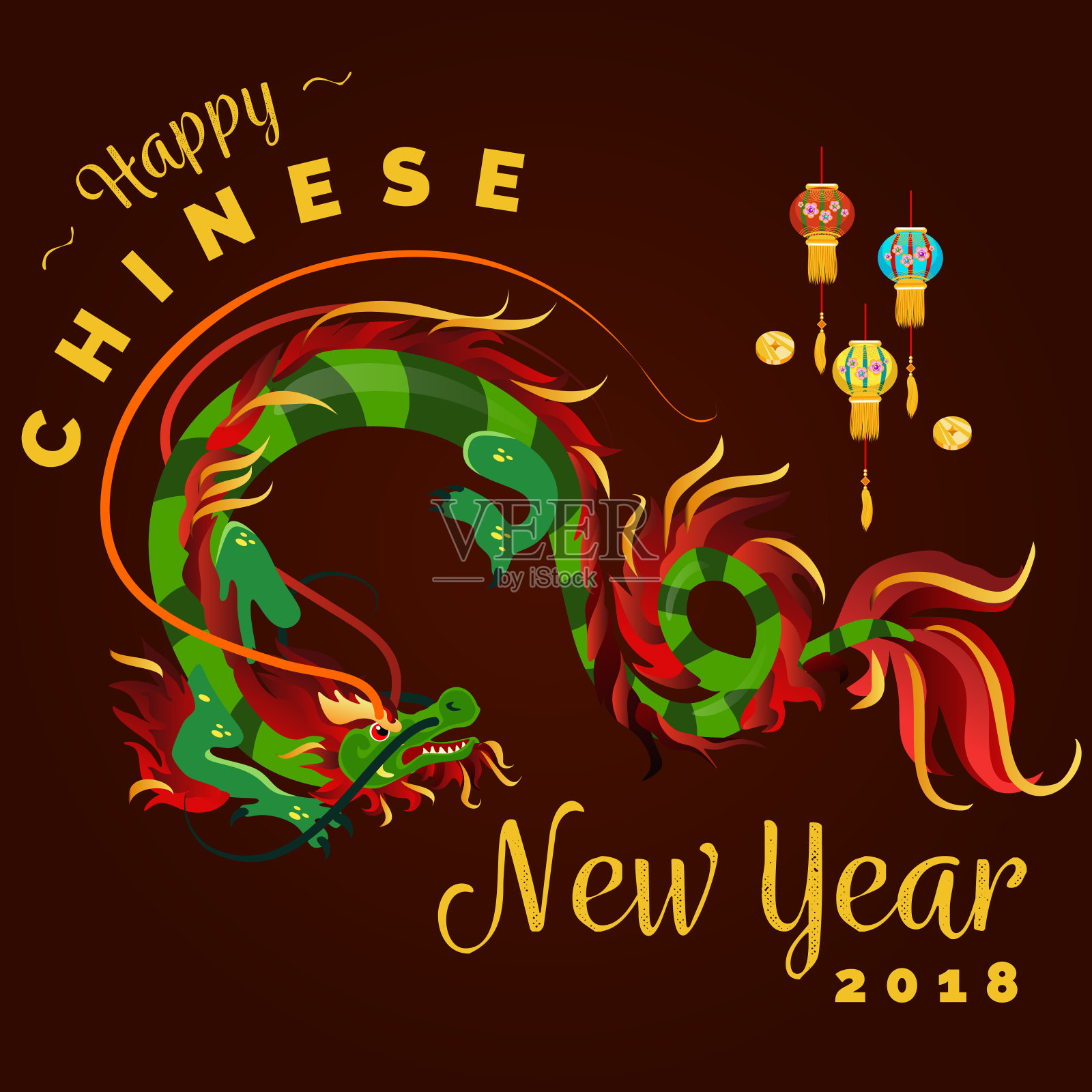 传统的中国龙，亚洲或中国文化的古老象征，装饰庆祝新年，神话动物矢量插图，纹身设计的想法设计模板素材