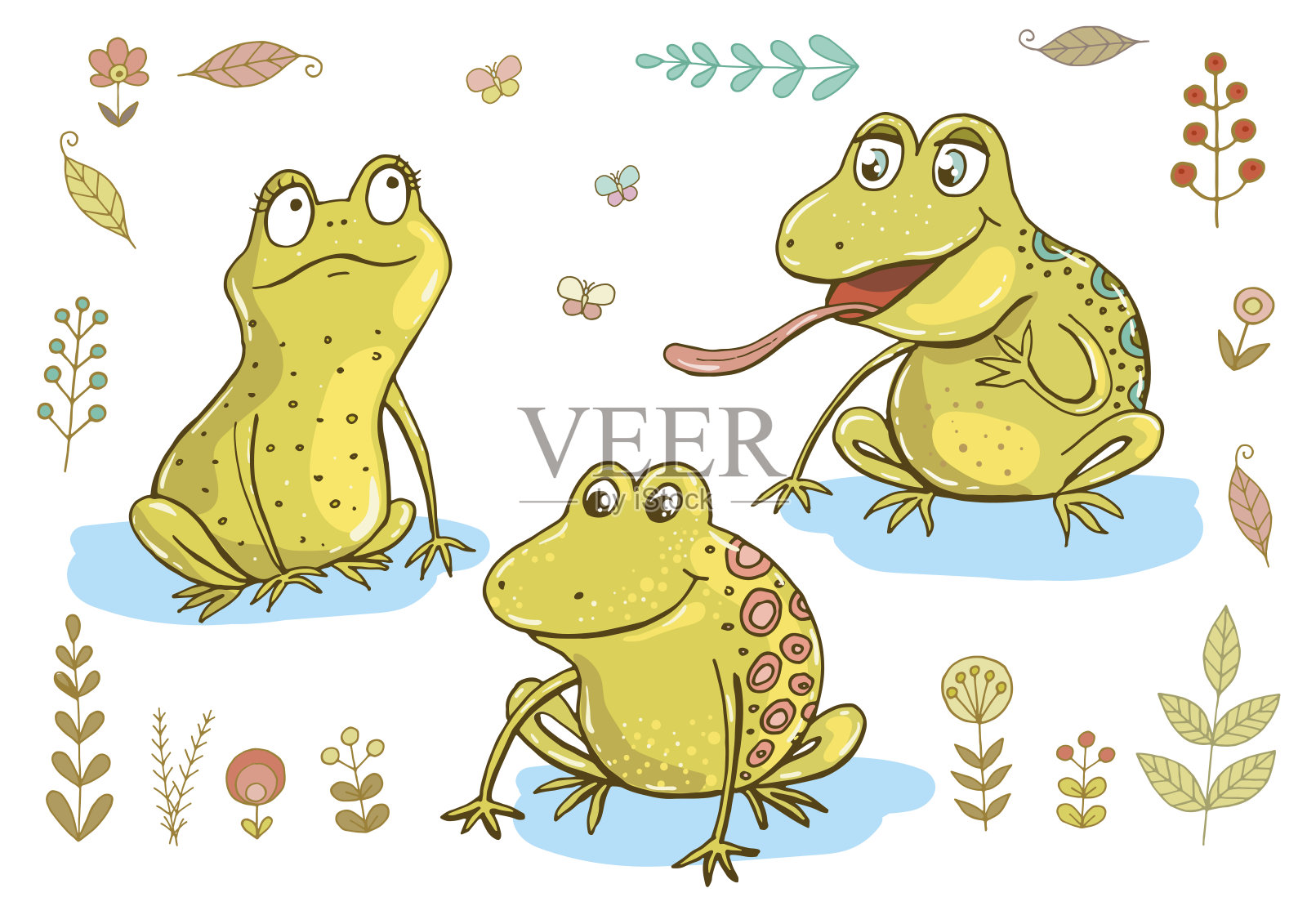 三个可爱的青蛙设计元素图片
