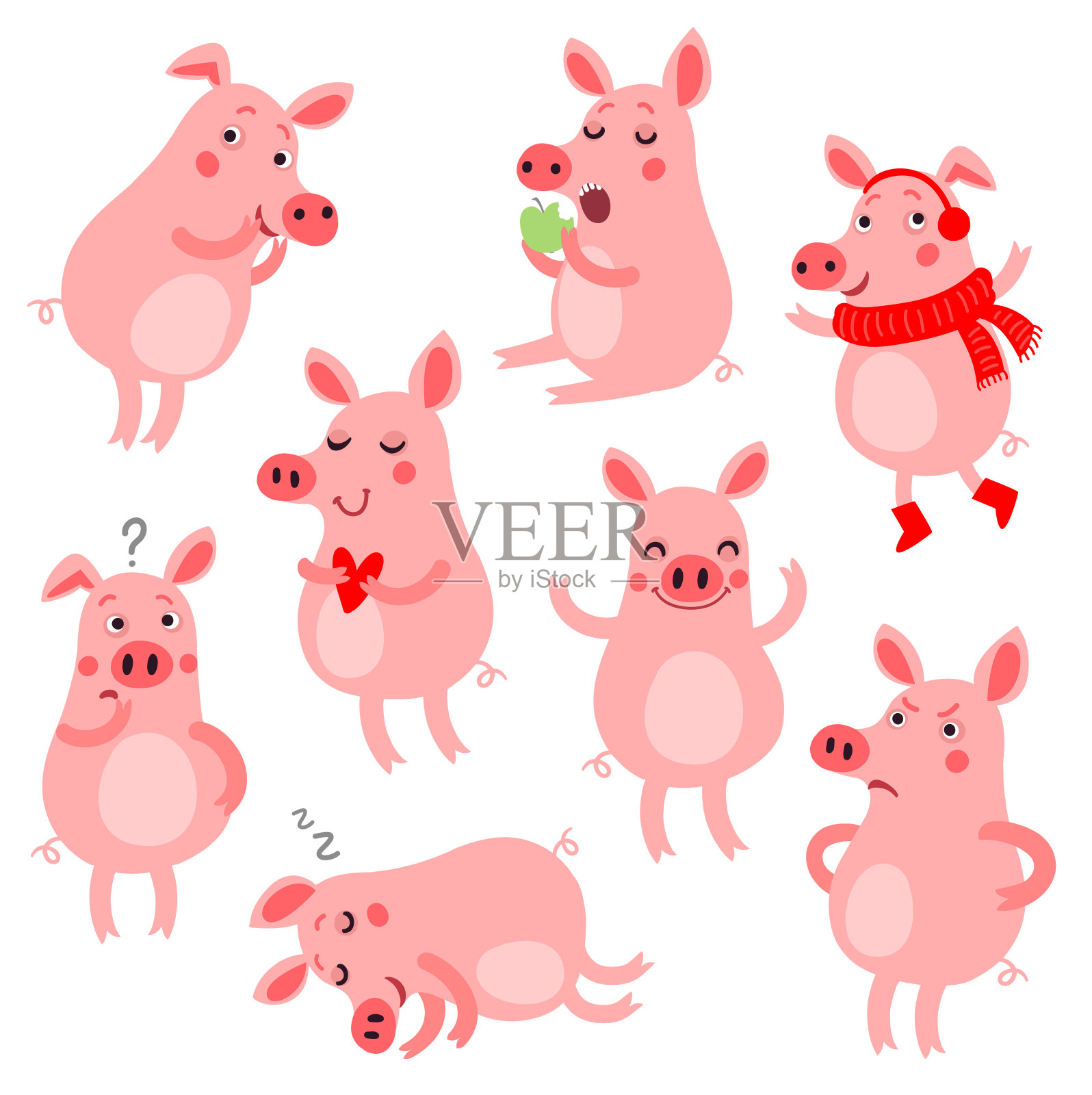 可爱的猪插画图片素材