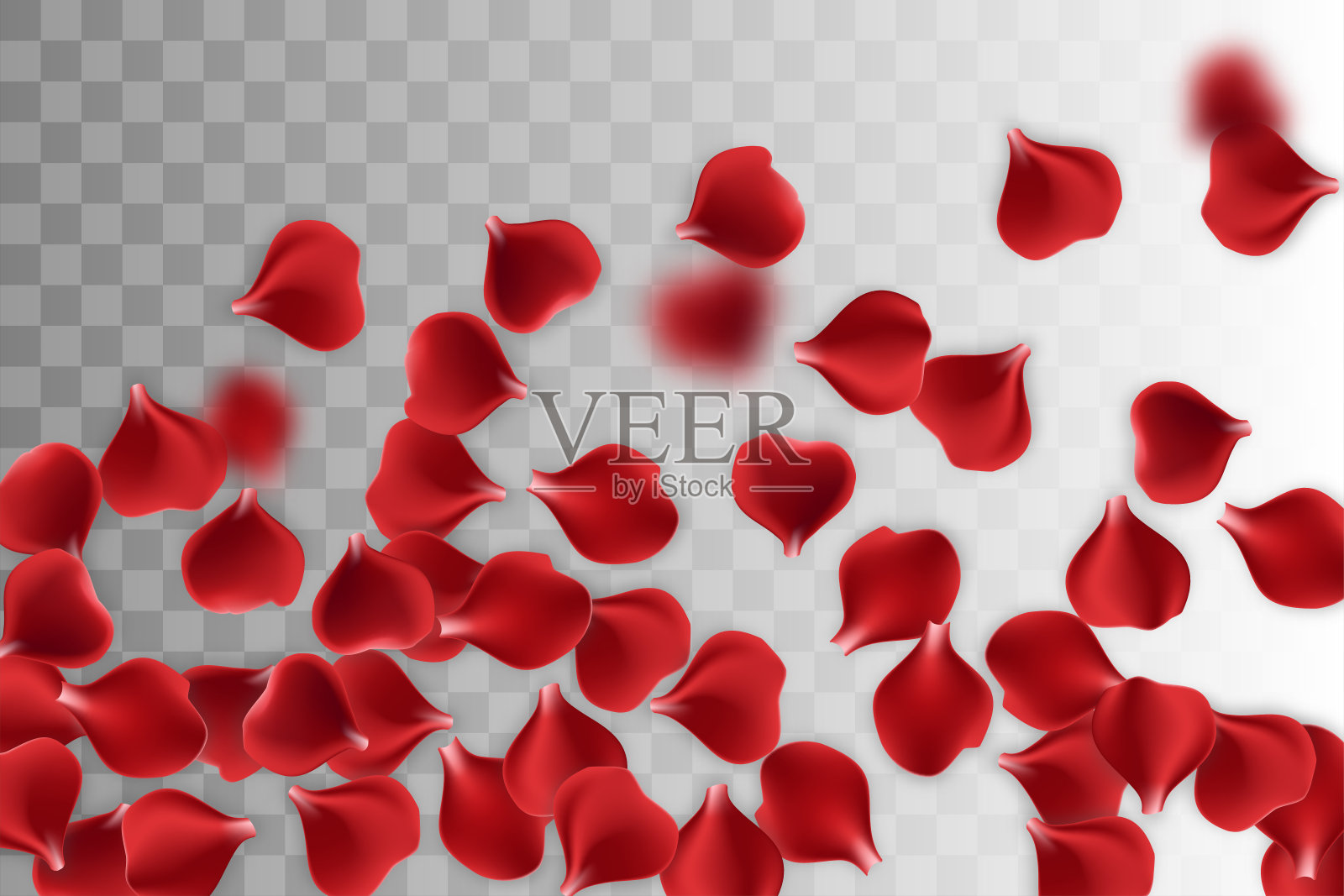 红色玫瑰花瓣透明背景插画图片素材