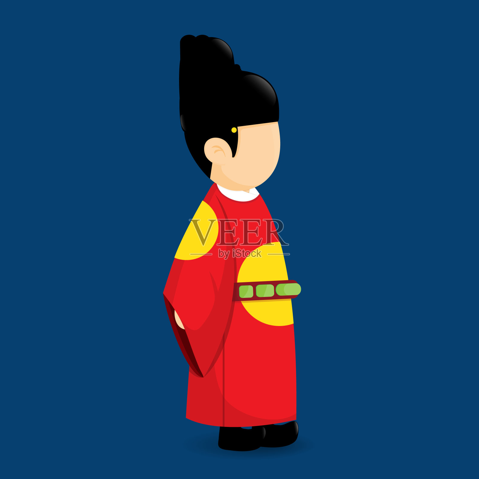 韩国王在传统服饰矢量卡通设计。设计元素图片